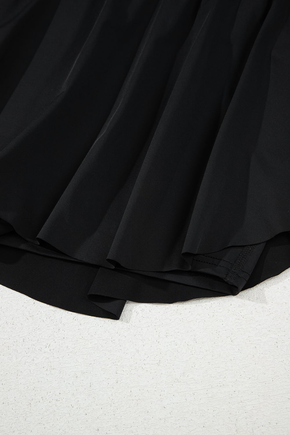 Black Drawstring Elastic Waistband Lined Tennis Skorts