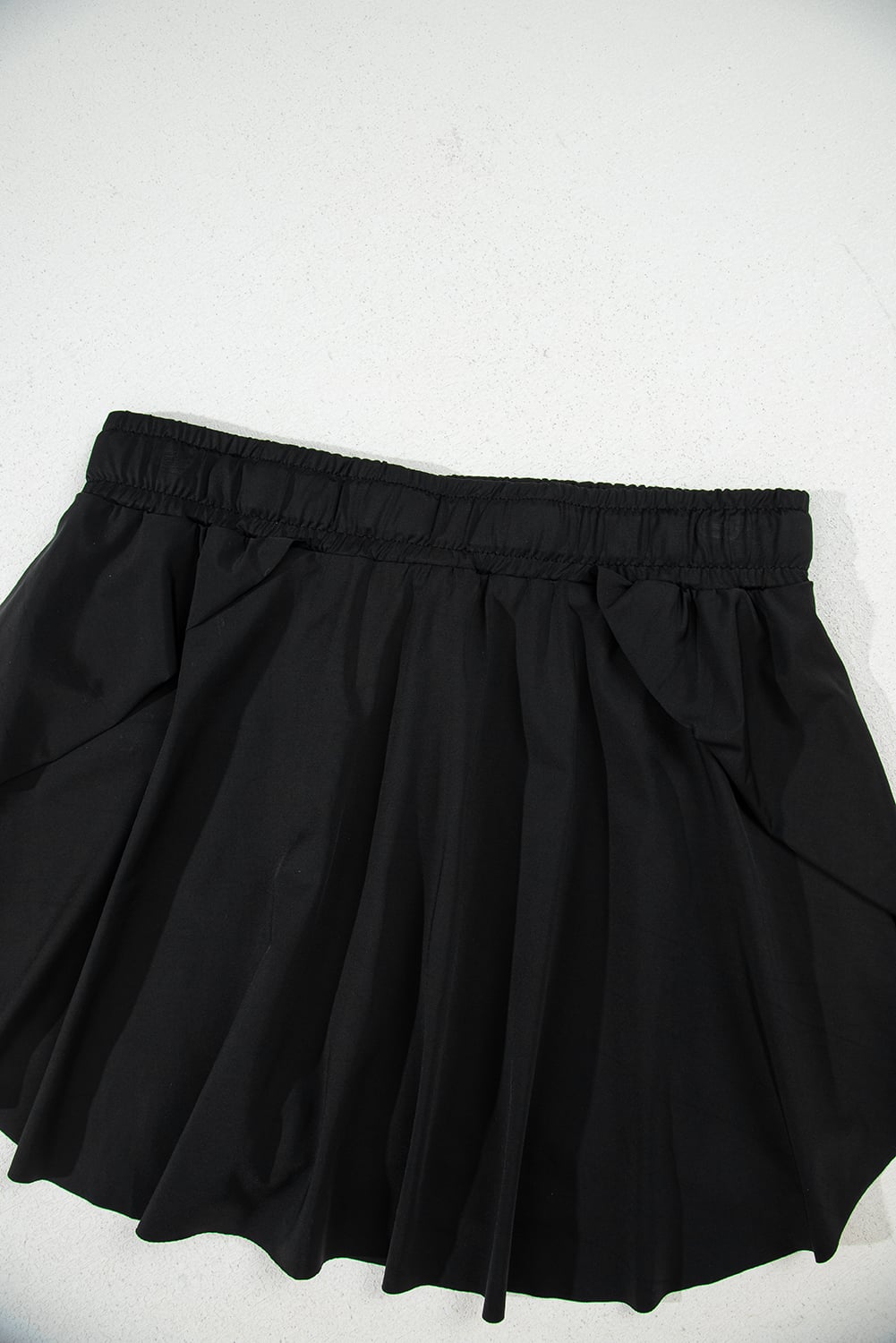 Black Drawstring Elastic Waistband Lined Tennis Skorts