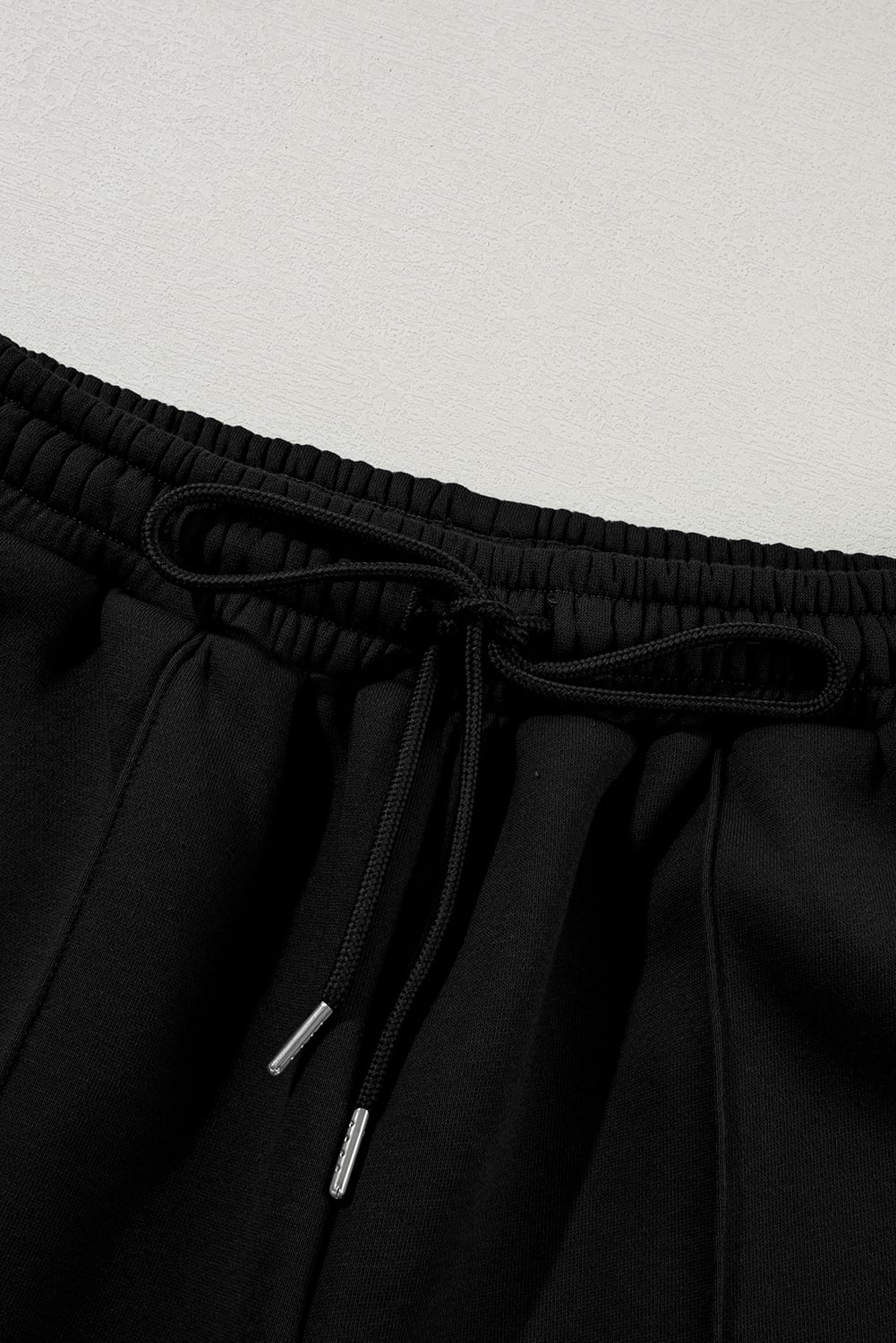 Black Drop Shoulder Zip Up Jacket Drawstring Pants Active 2pcs Set