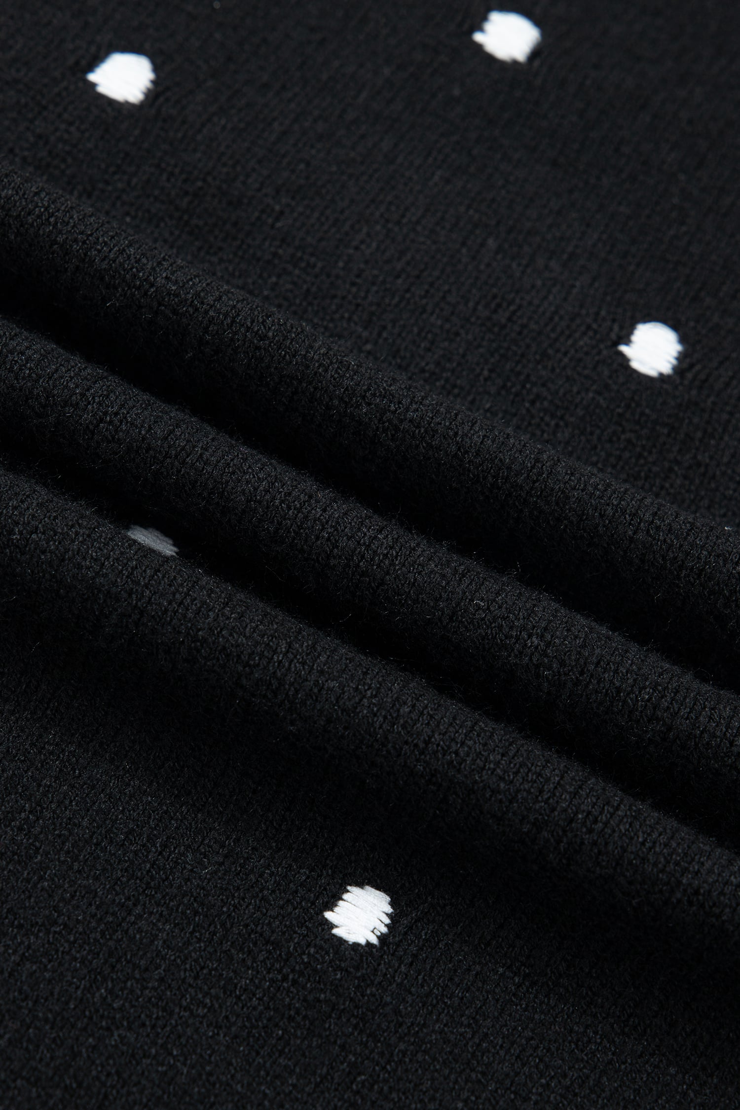 Black Elegant Polka Dot Bubble Short Sleeve Sweater