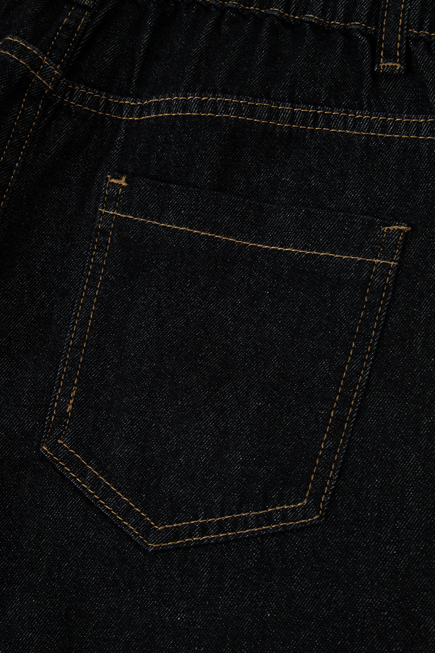 Black Embroidered Scalloped Trim Relaxed Denim Shorts