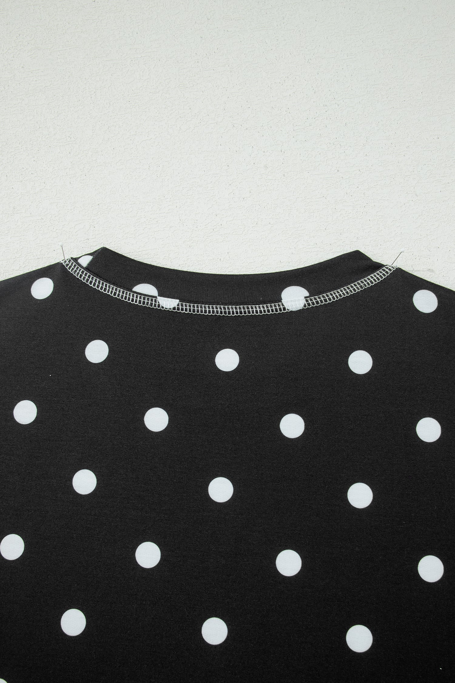Black Polka Dot Short Sleeve Loose Top Drawstring Shorts Set