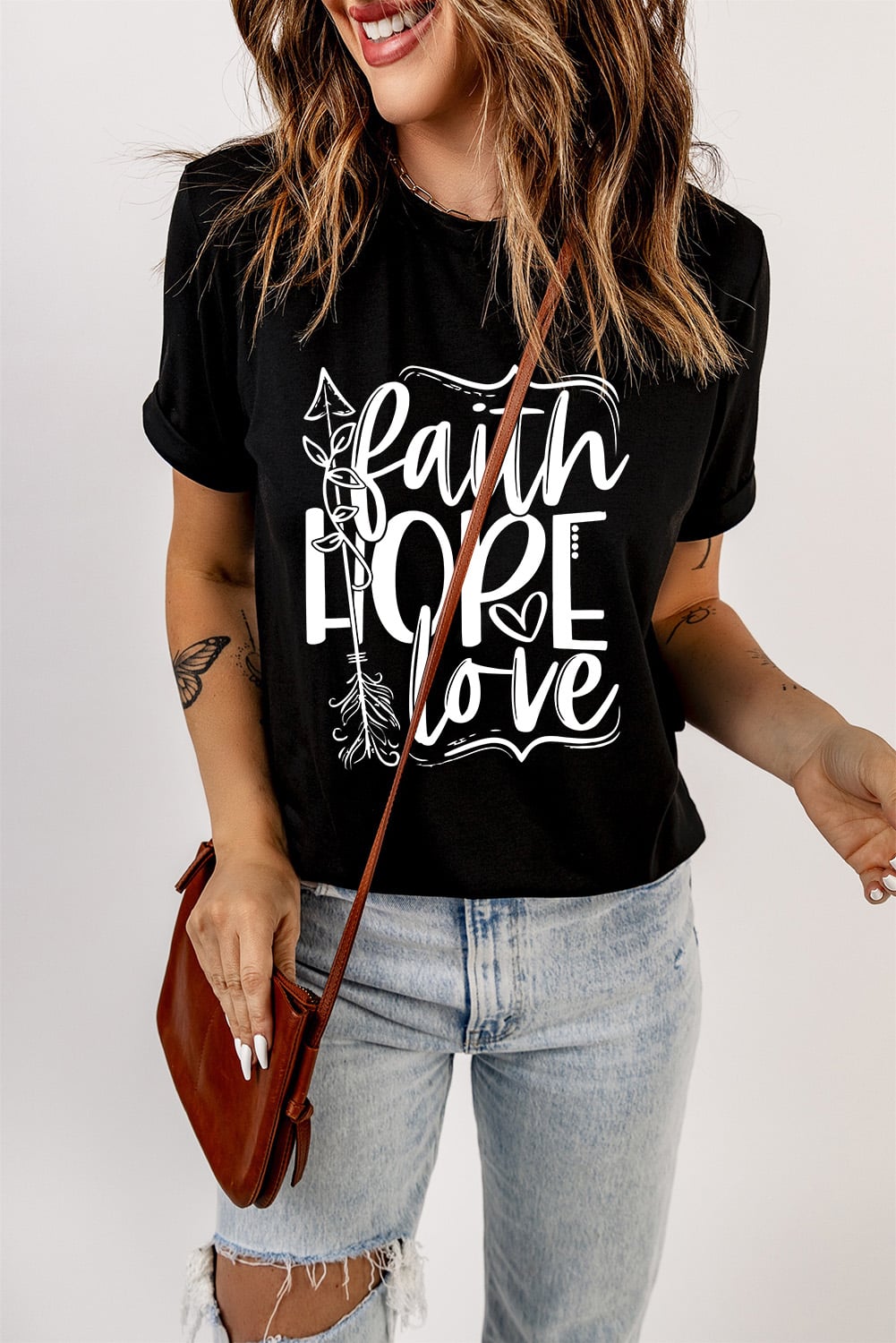 Black Faith Hope Love Graphic T Shirt