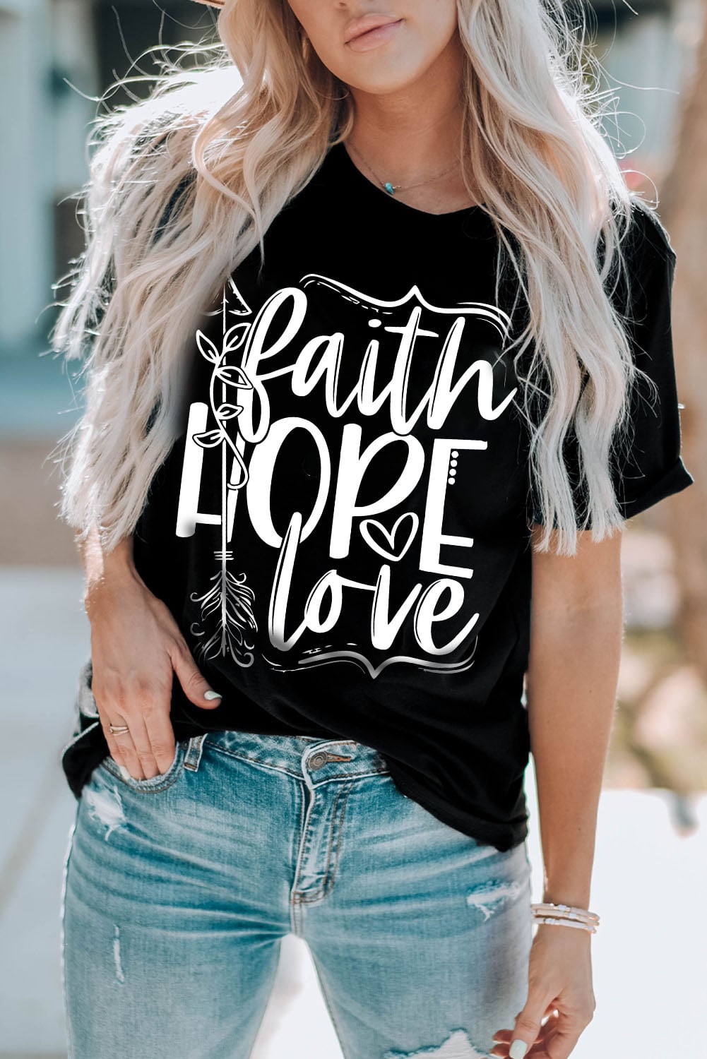 Black Faith Hope Love Graphic T Shirt