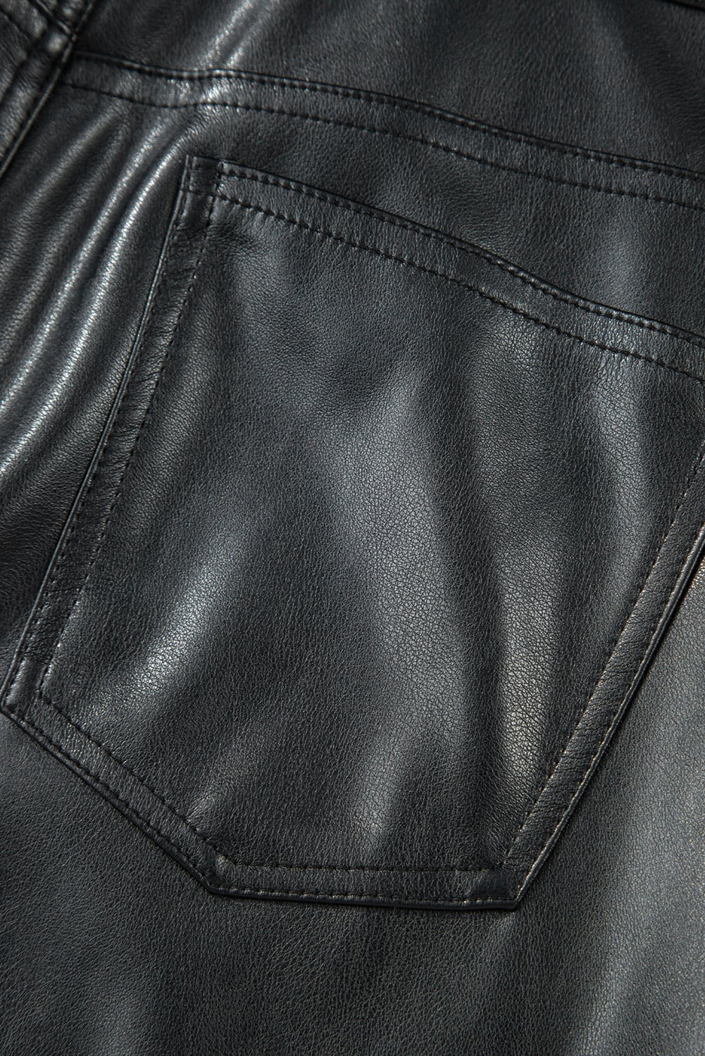 Black Faux Leather Side Slit Maxi Skirt
