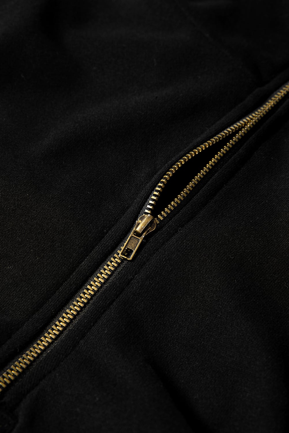 Black Fleece Lined Half Zipper Kangaroo Pockets Loose Hoodie