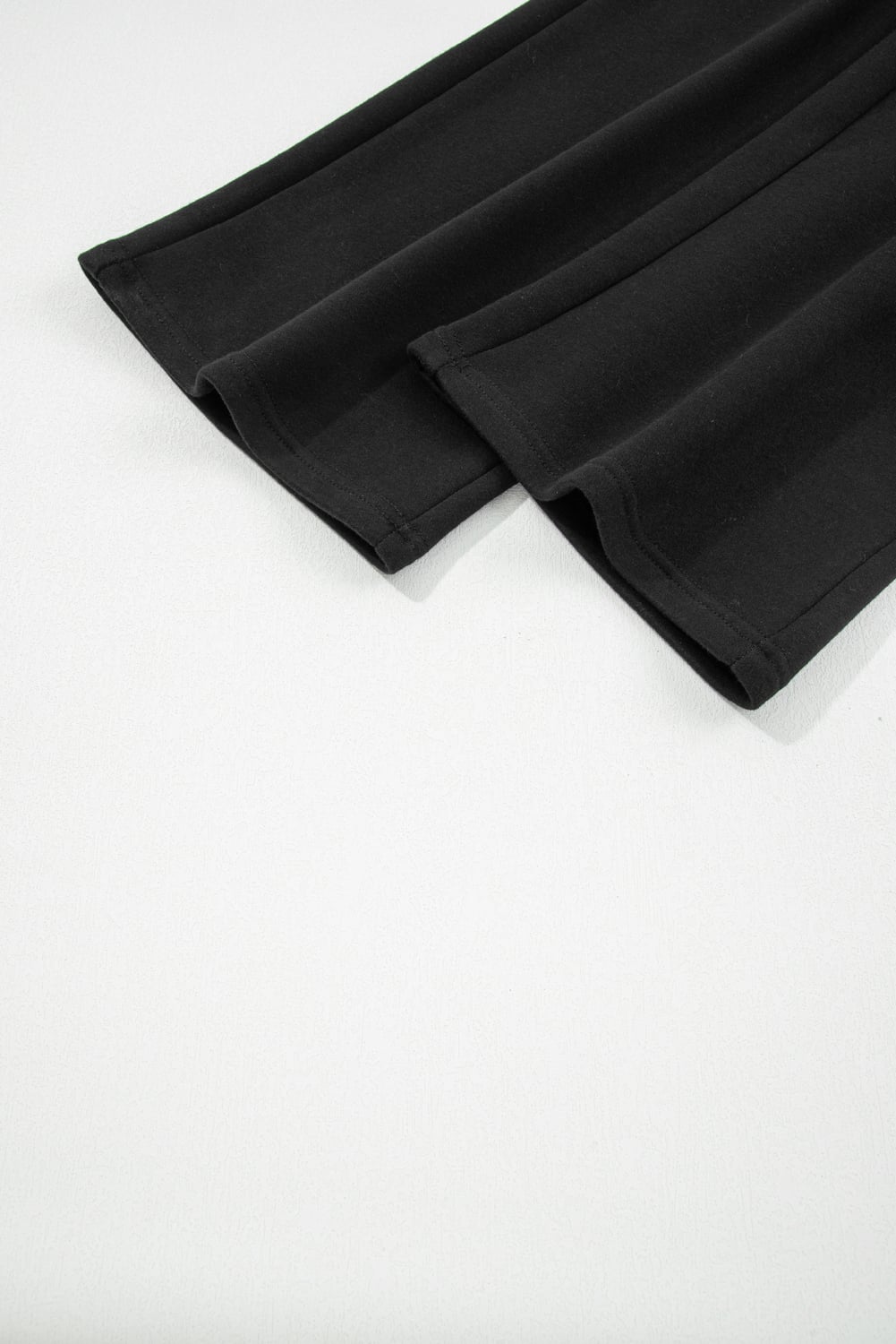 Black Fleece Lined Leopard Drawstring Elastic Waist Solid Pants
