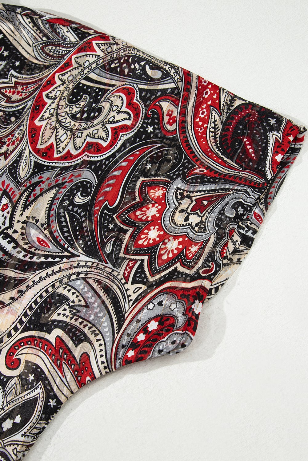 Black Floral Print Side Slit Open Front Long Kimono