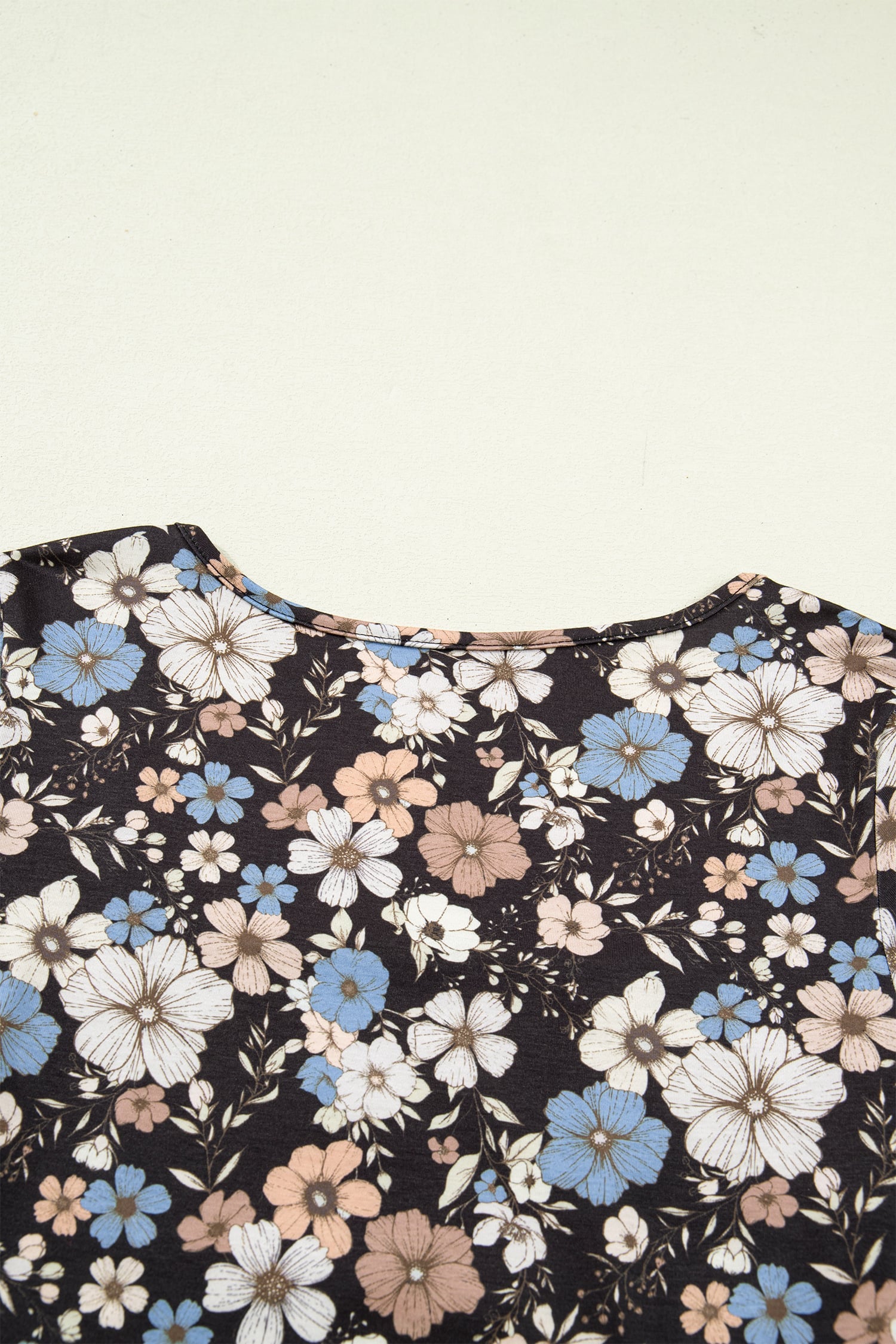 Black Floral Print Slim Long Sleeve T Shirt