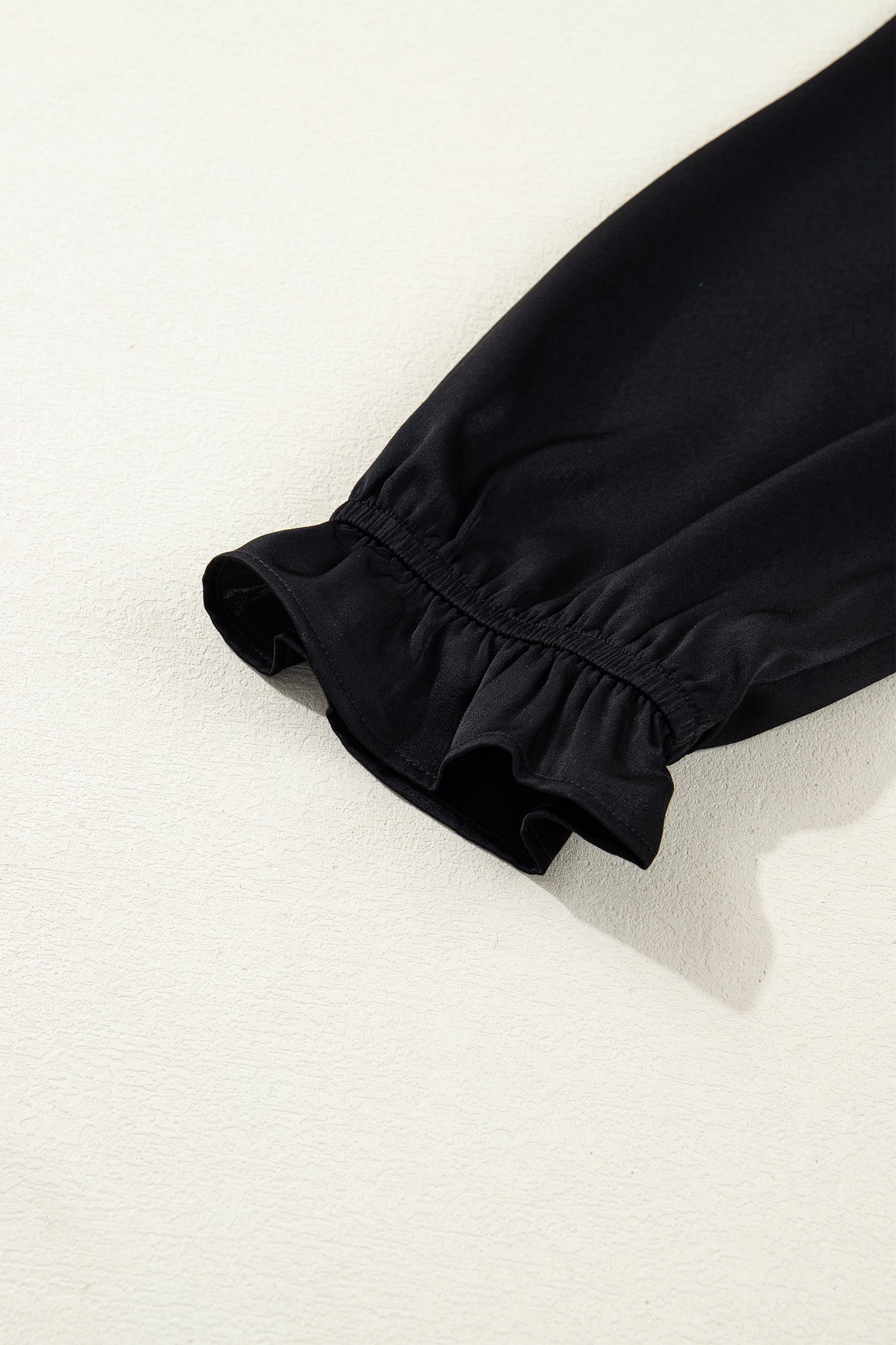 Black Flounced Bracelet Sleeve V Neck Tiered Maxi Dress