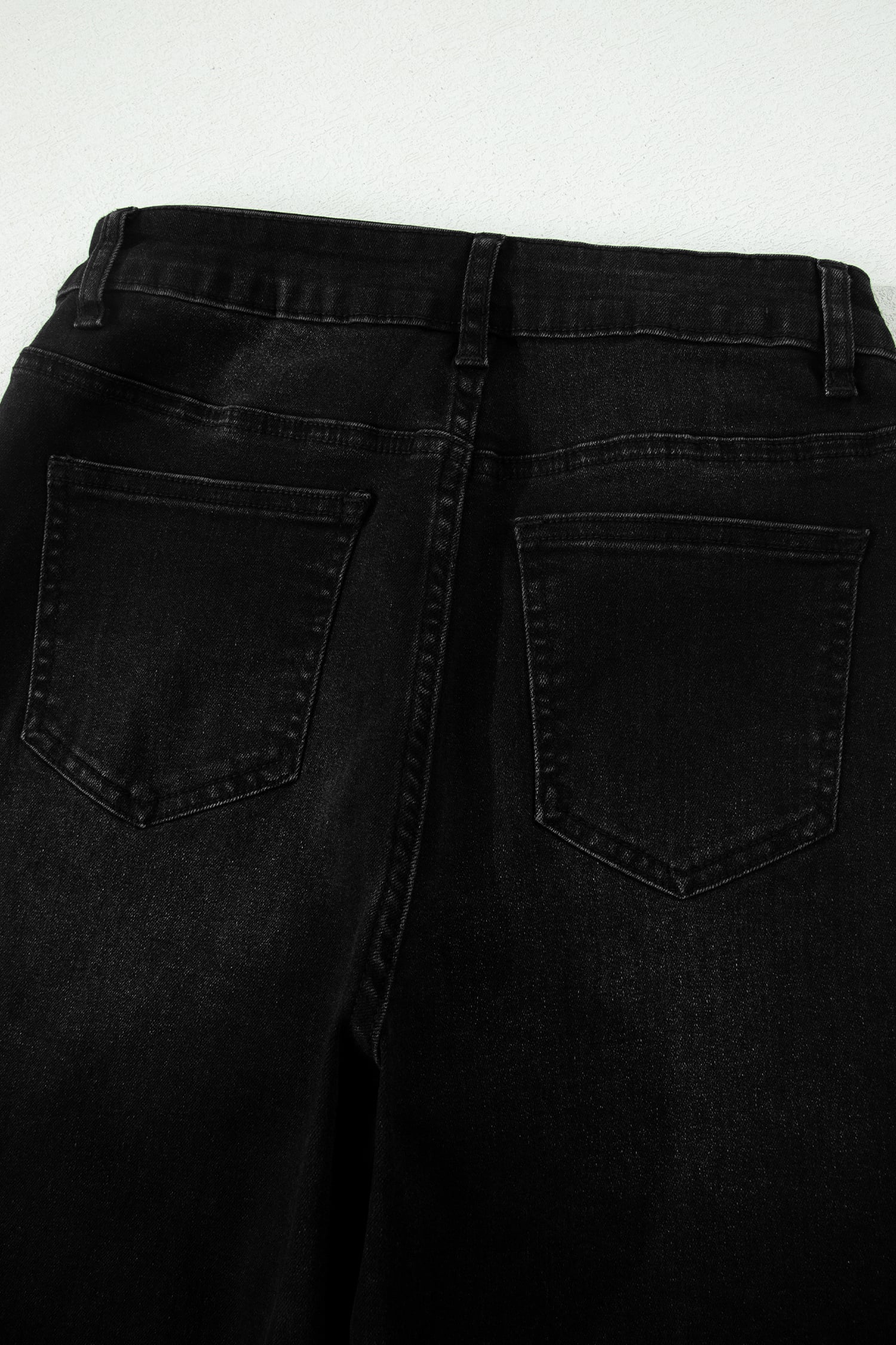 Black Frayed Cropped Straight Jeans