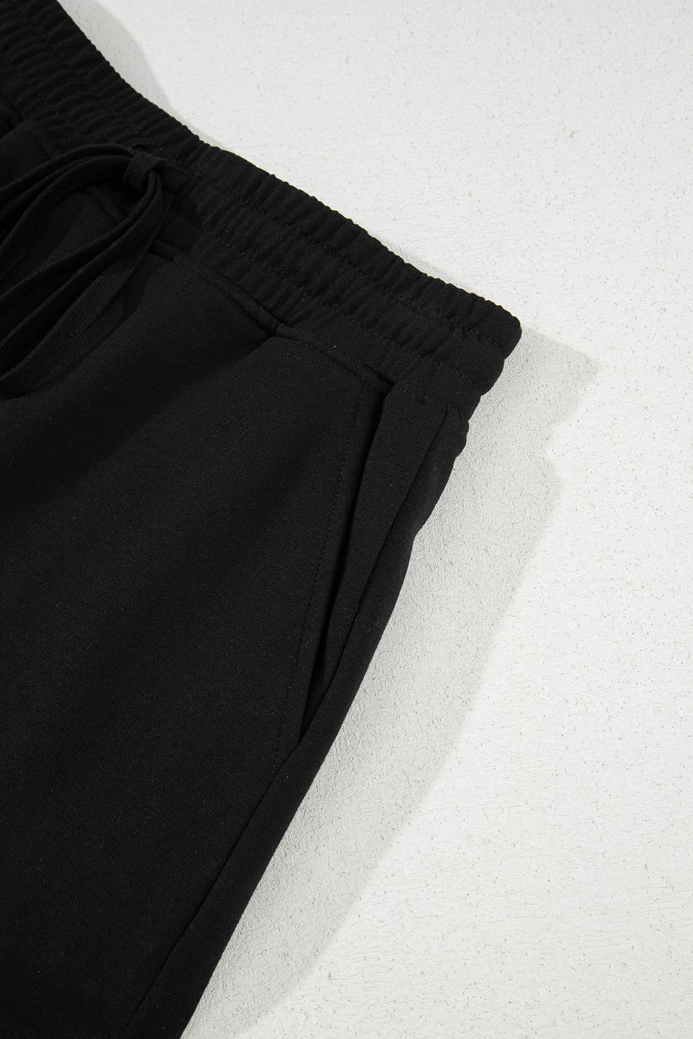 Black French Terry Drawstring Elastic Waistband Mini Skort with Pockets