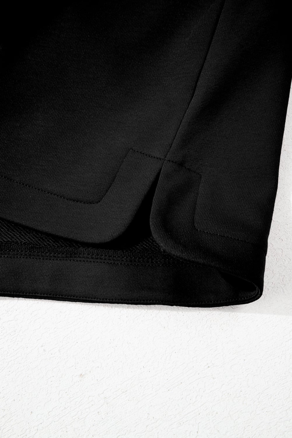 Black French Terry Zipped Collar Sleeveless Drawstring Waist Mini Dress