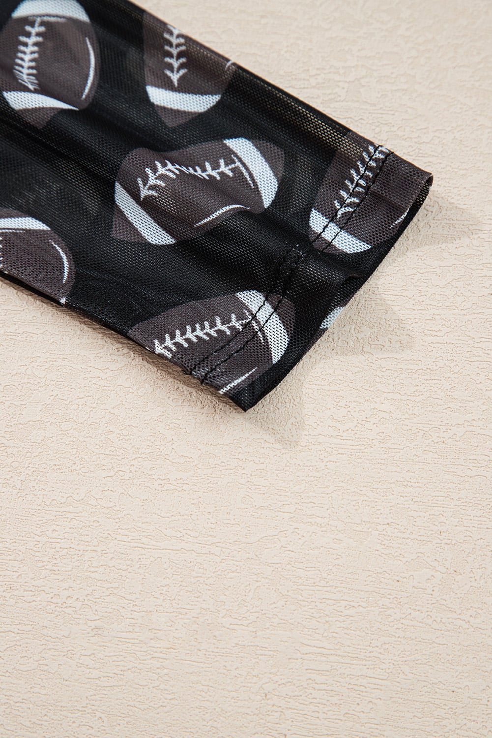 Black Rugby Game Day Sheer Mesh Long Sleeve Top