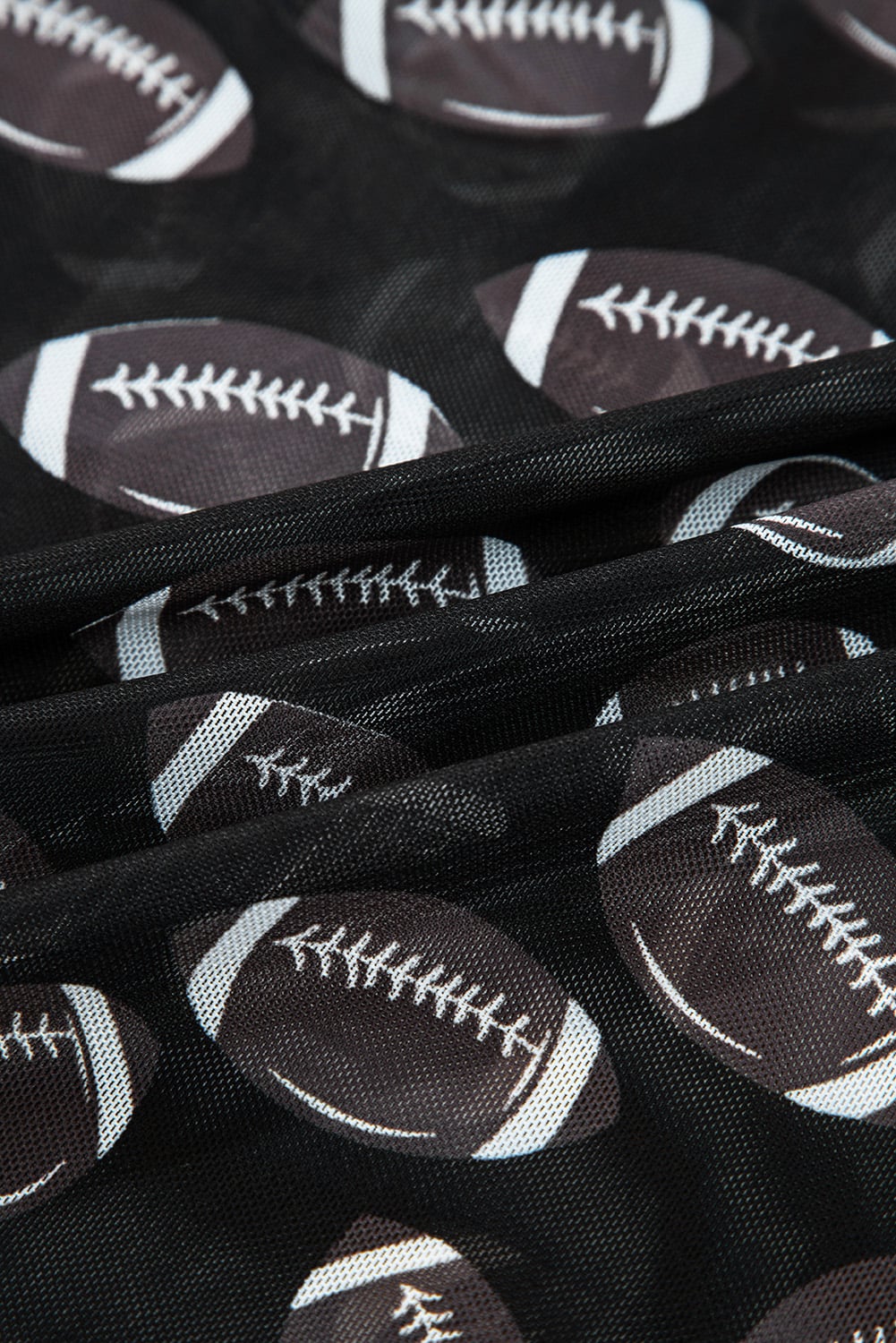 Black Rugby Game Day Sheer Mesh Long Sleeve Top