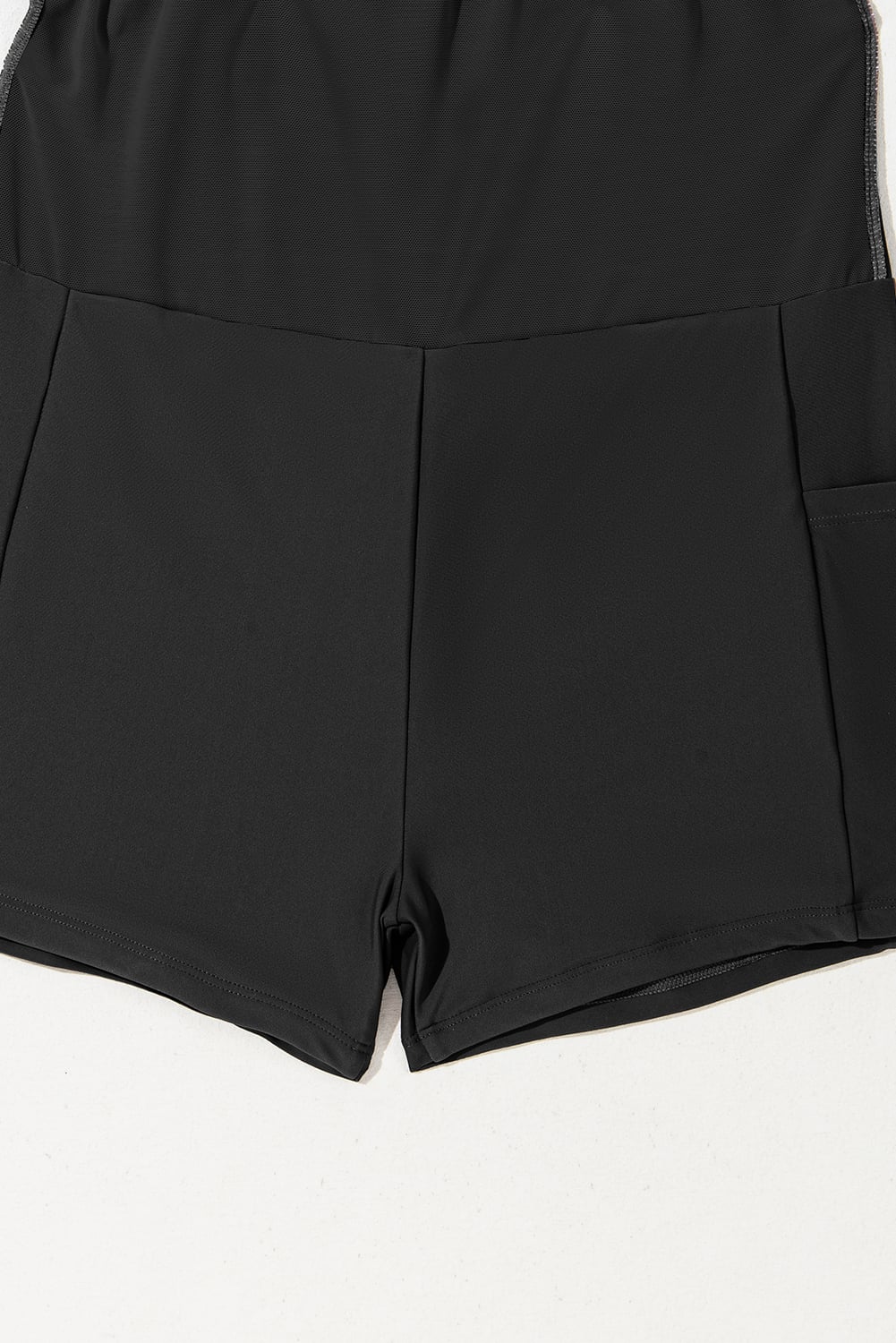 Black Grommet Shoulder Strap Pleated Swim Dress