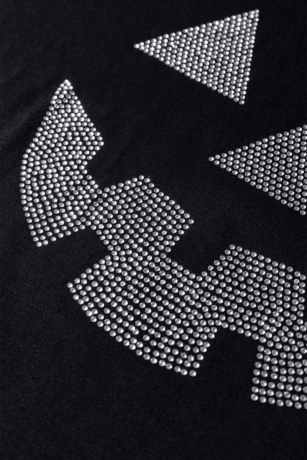 Black Halloween Rhinestone Pumpkin Face Contrast Ribbed Long Sleeve Patchwork Top