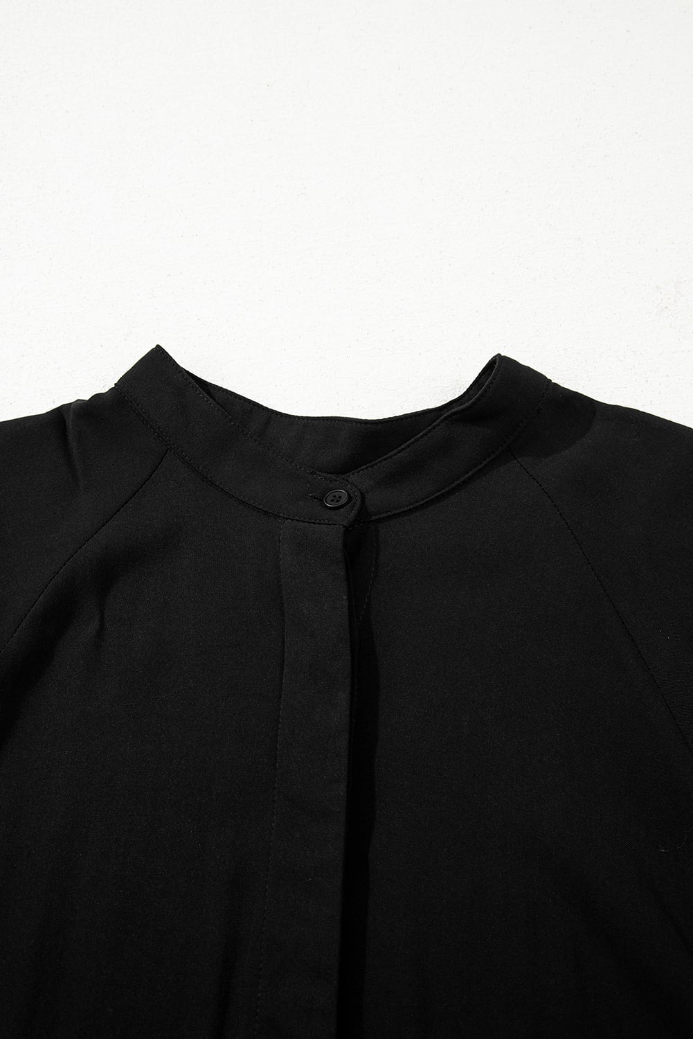 Black Hidden Buttons Short Sleeve Ruffle Tiered Long Flared Dress