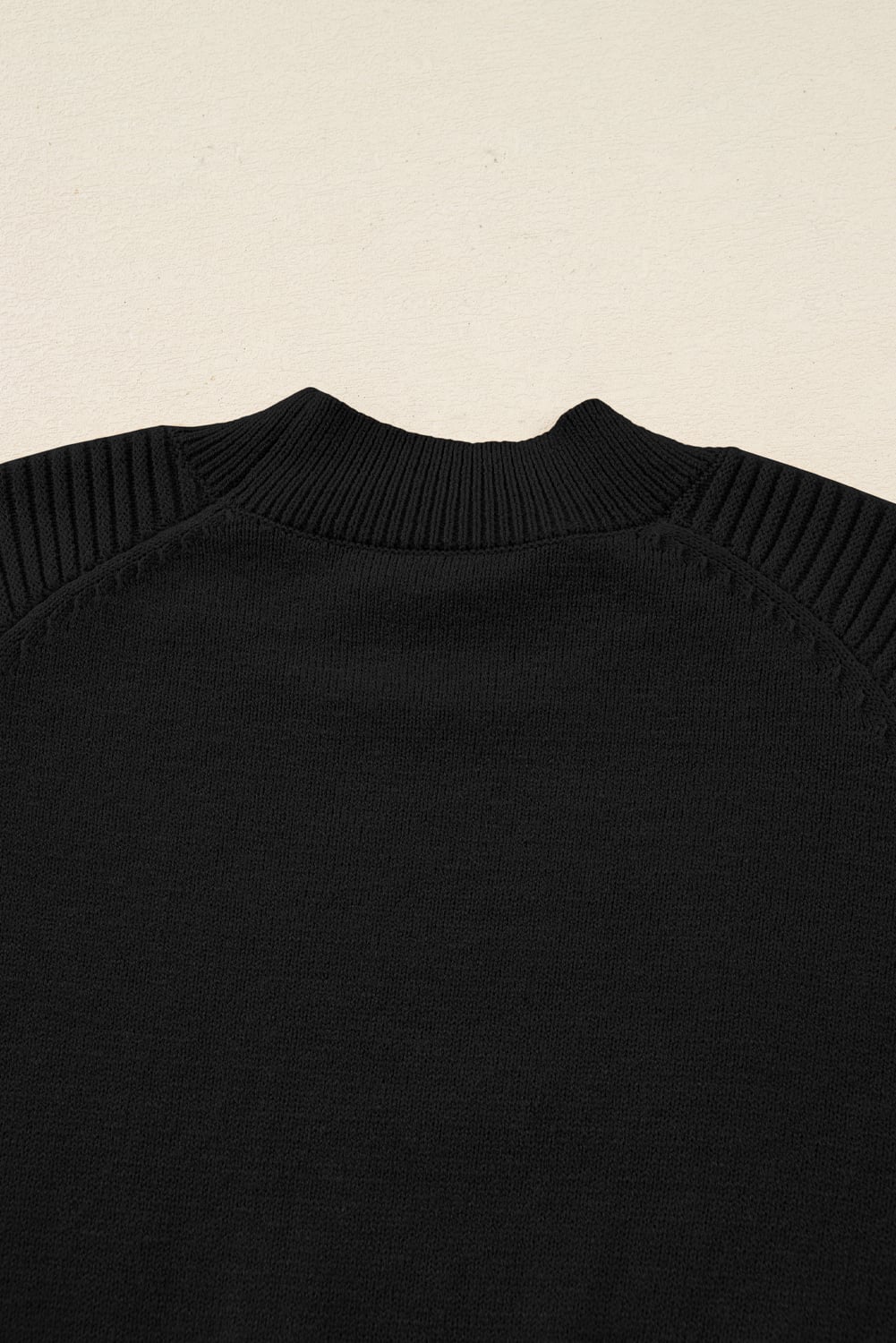 Black High Neck Puff Sleeve Sweater Pleated Mini Skirt 2pcs Knitted Outfit