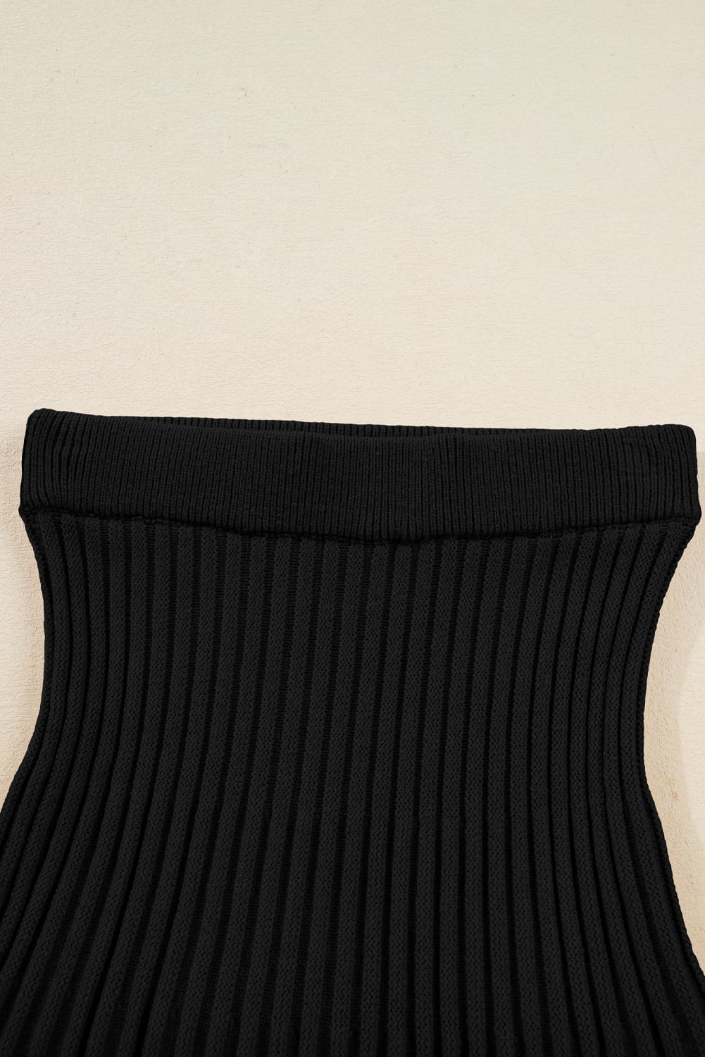 Black High Neck Puff Sleeve Sweater Pleated Mini Skirt 2pcs Knitted Outfit