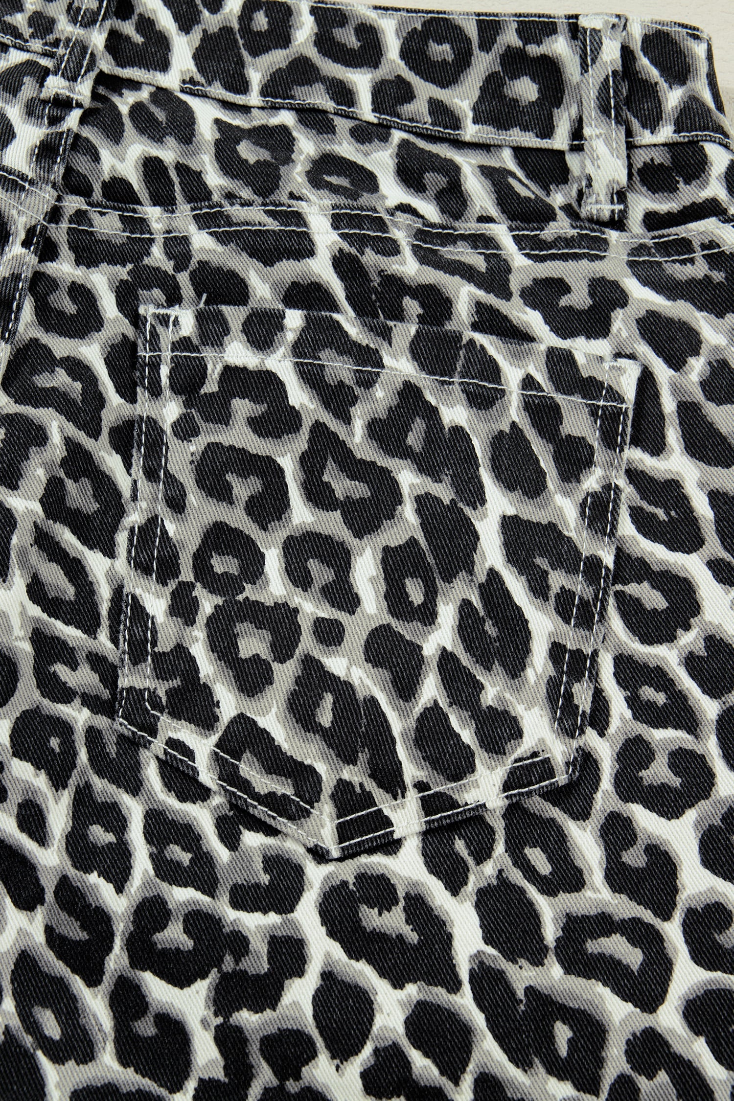 Black Leopard Print Barrel Jeans