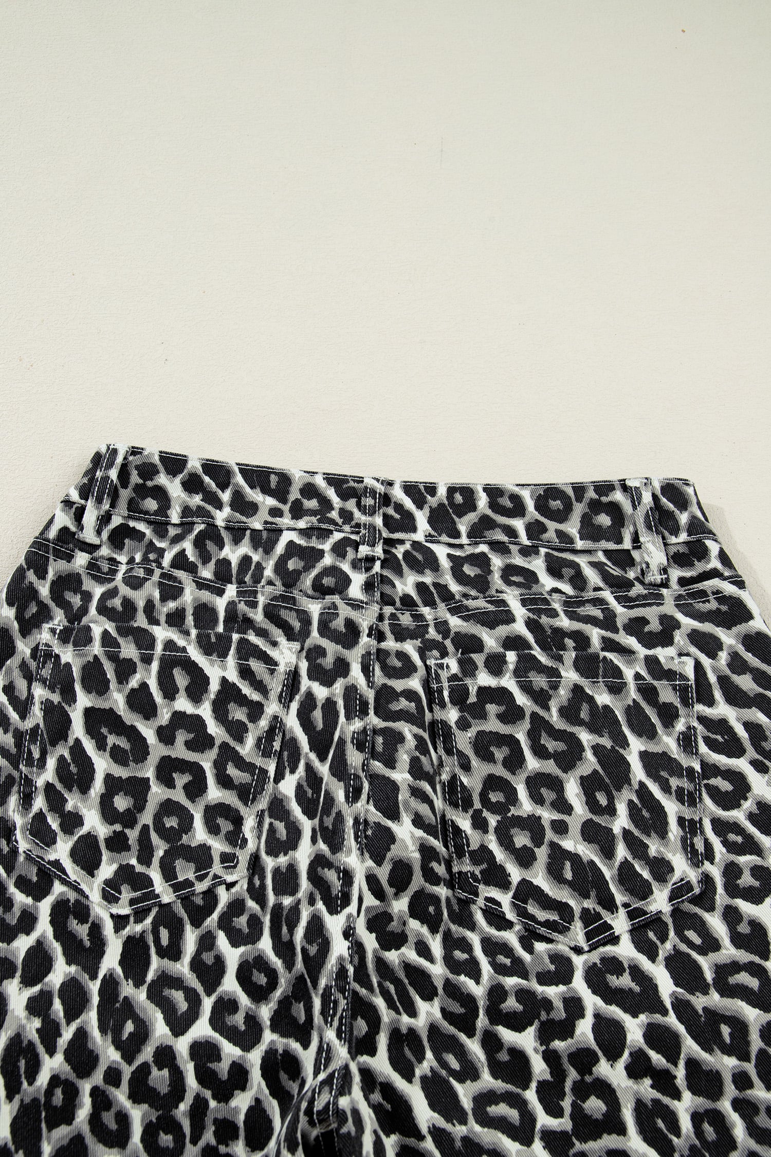 Black Leopard Print Barrel Jeans