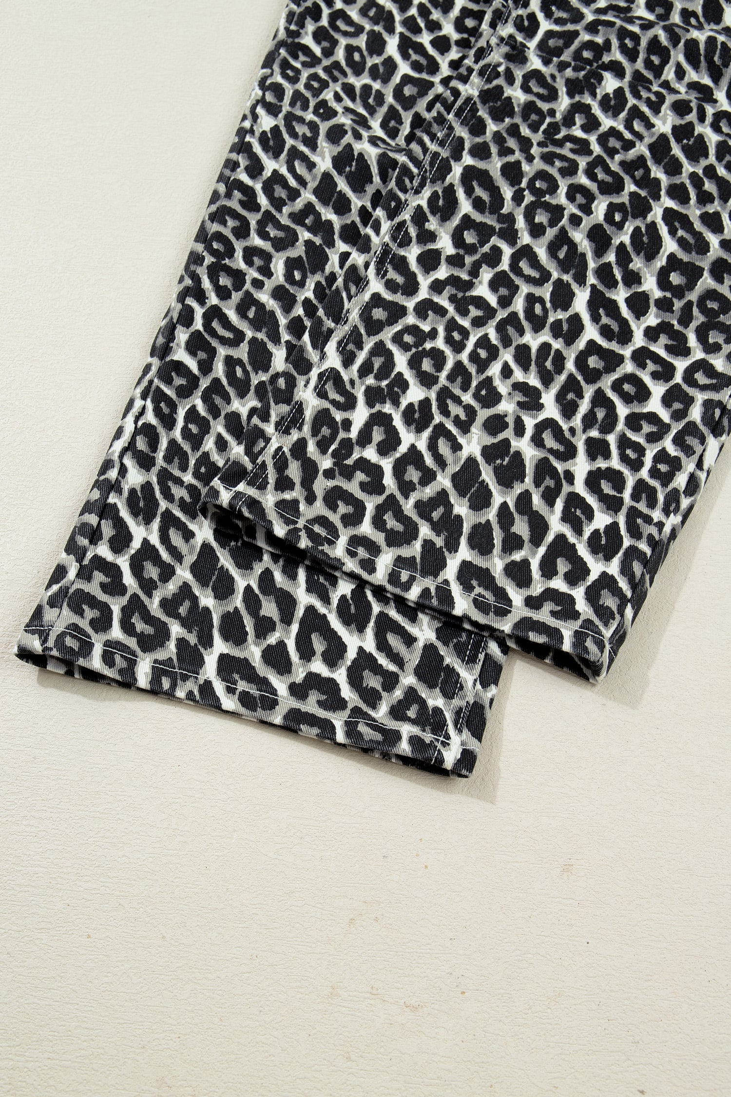 Black Leopard Print Barrel Jeans