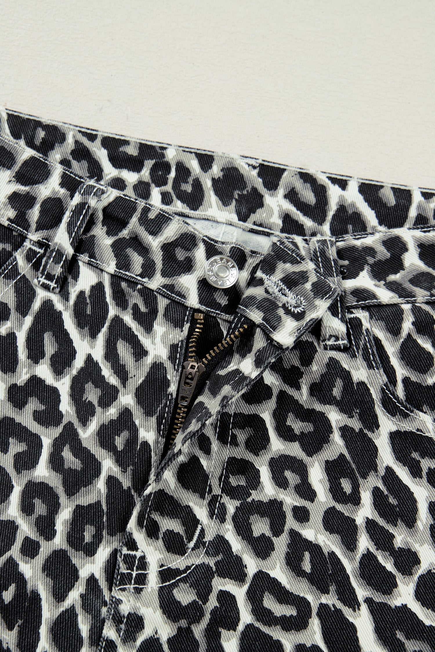 Black Leopard Print Barrel Jeans