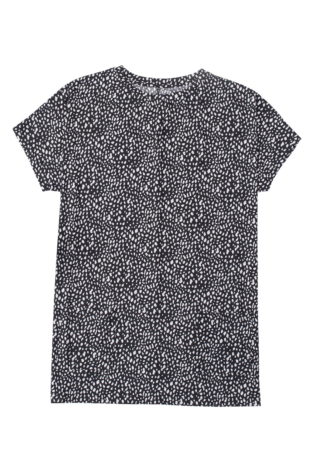Black Leopard Print Side Pockets Tunic Top