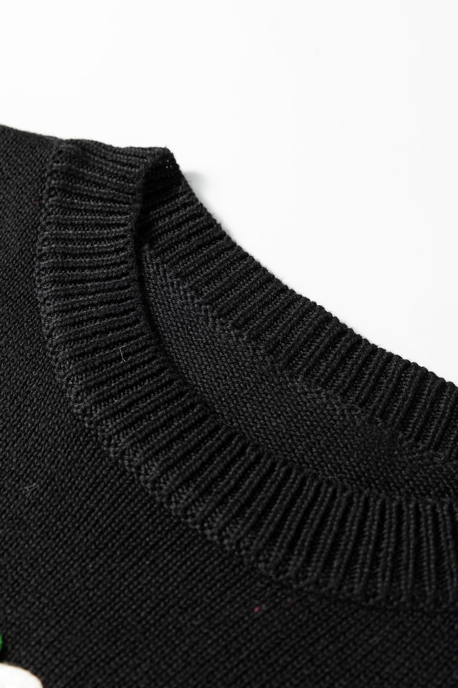 Black Merry Colorful Dot Detail Christmas Drop Shoulder Sweater