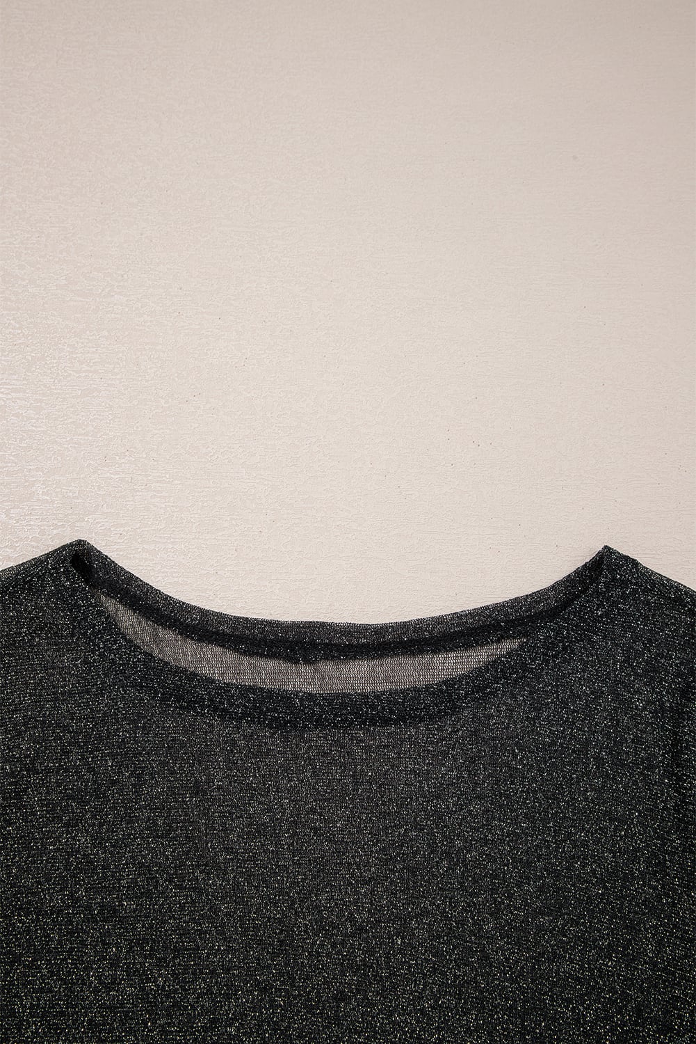 Black Metallic Glitter Mesh Long Sleeve Top