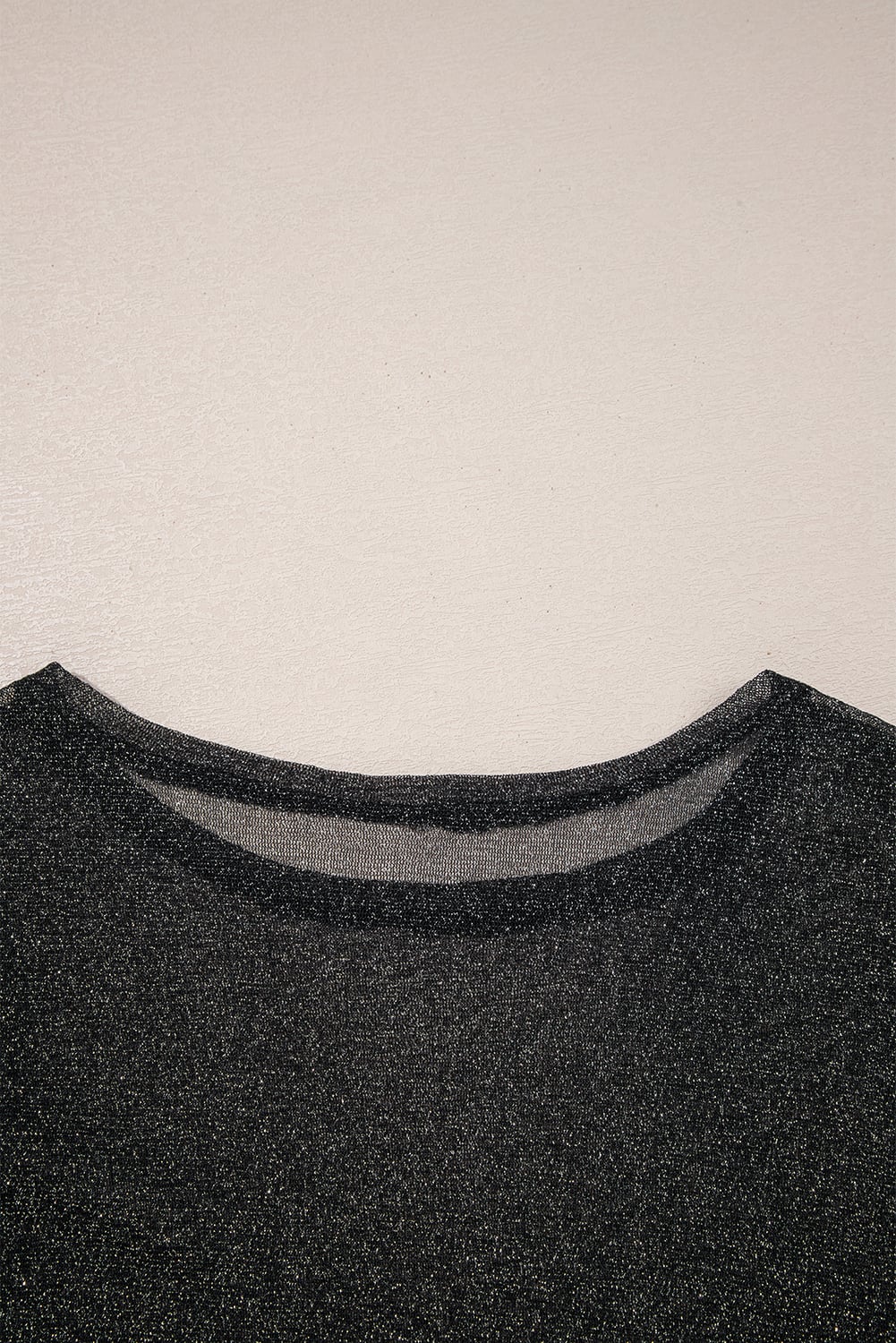 Black Metallic Glitter Mesh Long Sleeve Top