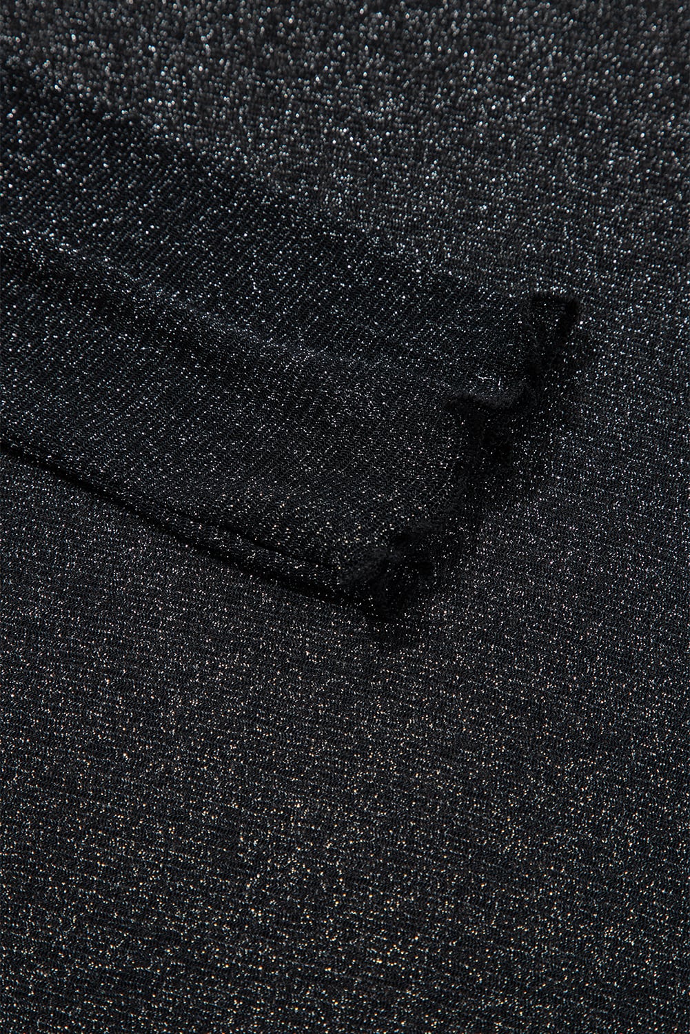 Black Metallic Glitter Mesh Long Sleeve Top