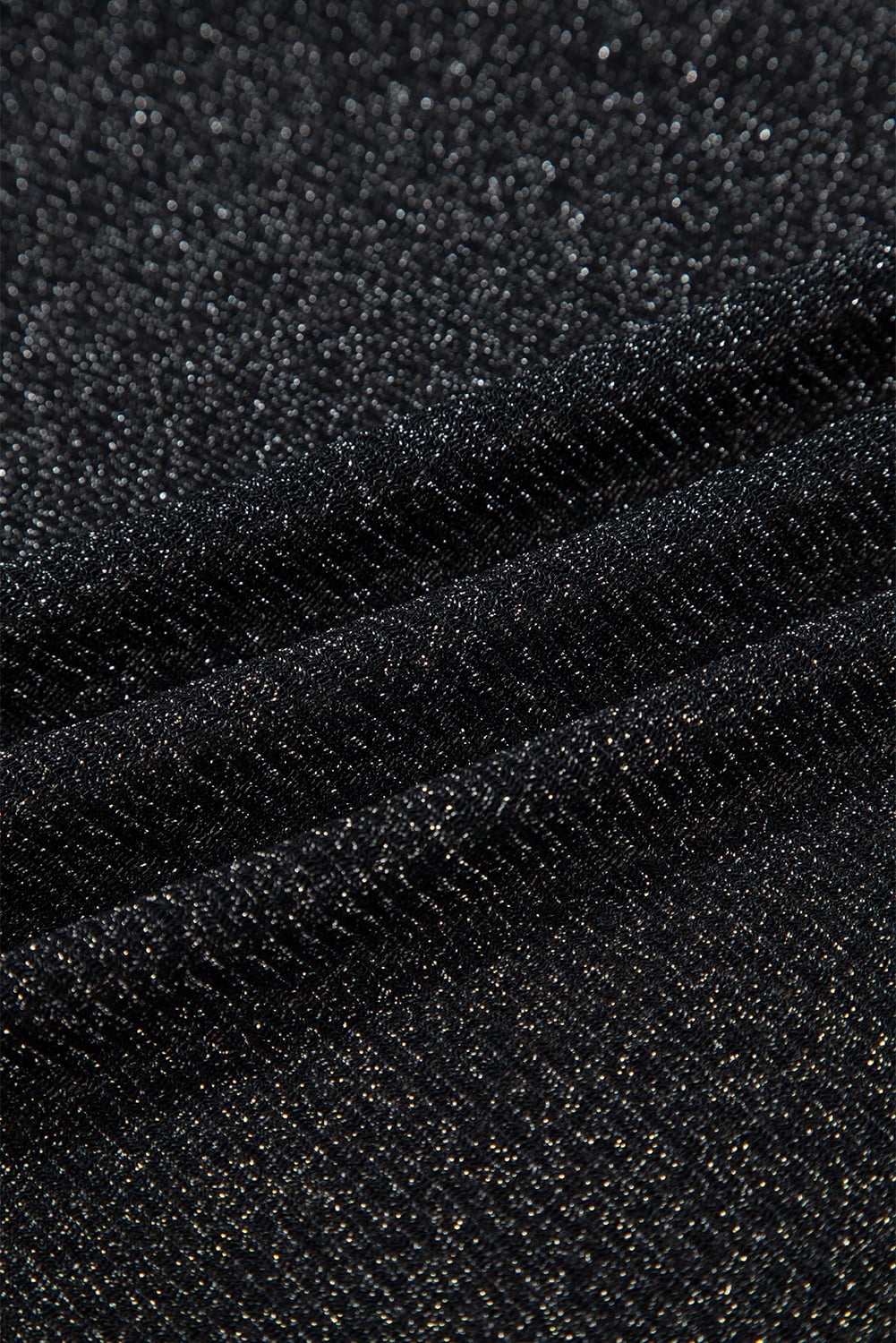 Black Metallic Glitter Mesh Long Sleeve Top