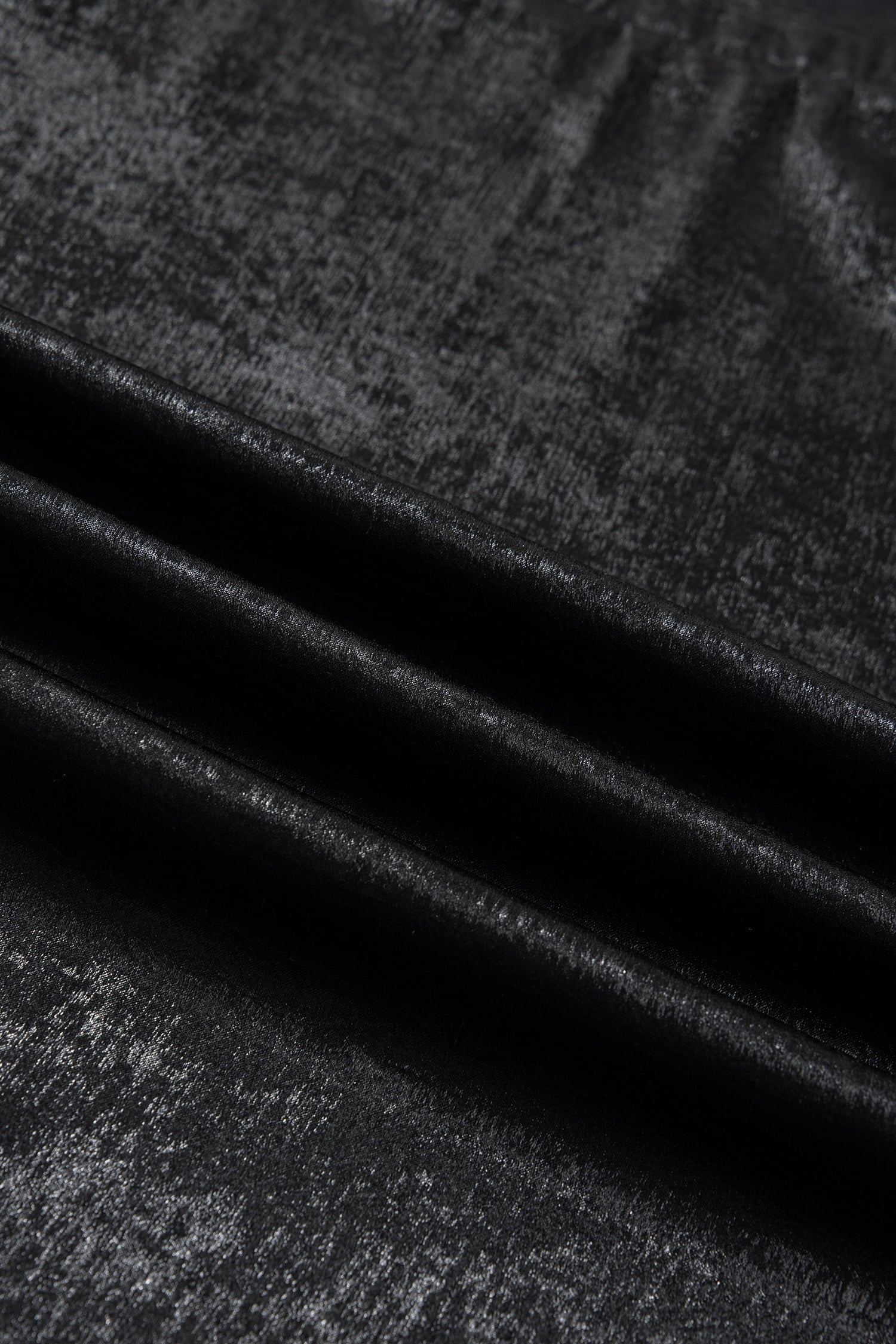 Black Metallic Round Neck Cap Sleeve Tee