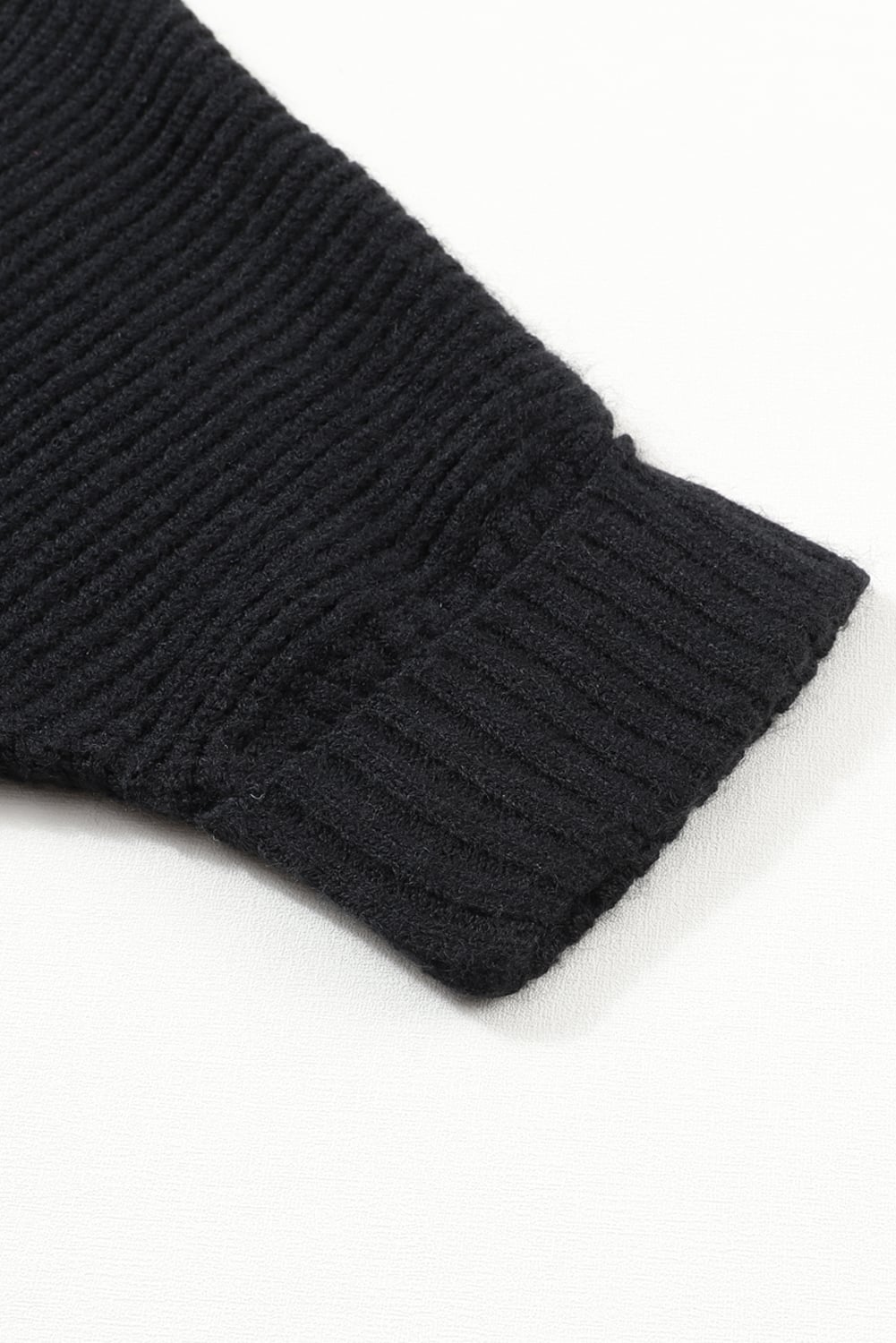 Black Oversized Fold Over Sleeve Open Front Cardigan