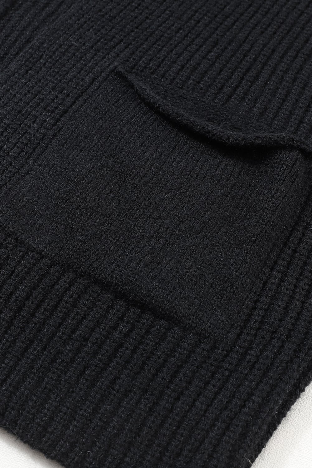 Black Oversized Fold Over Sleeve Open Front Cardigan
