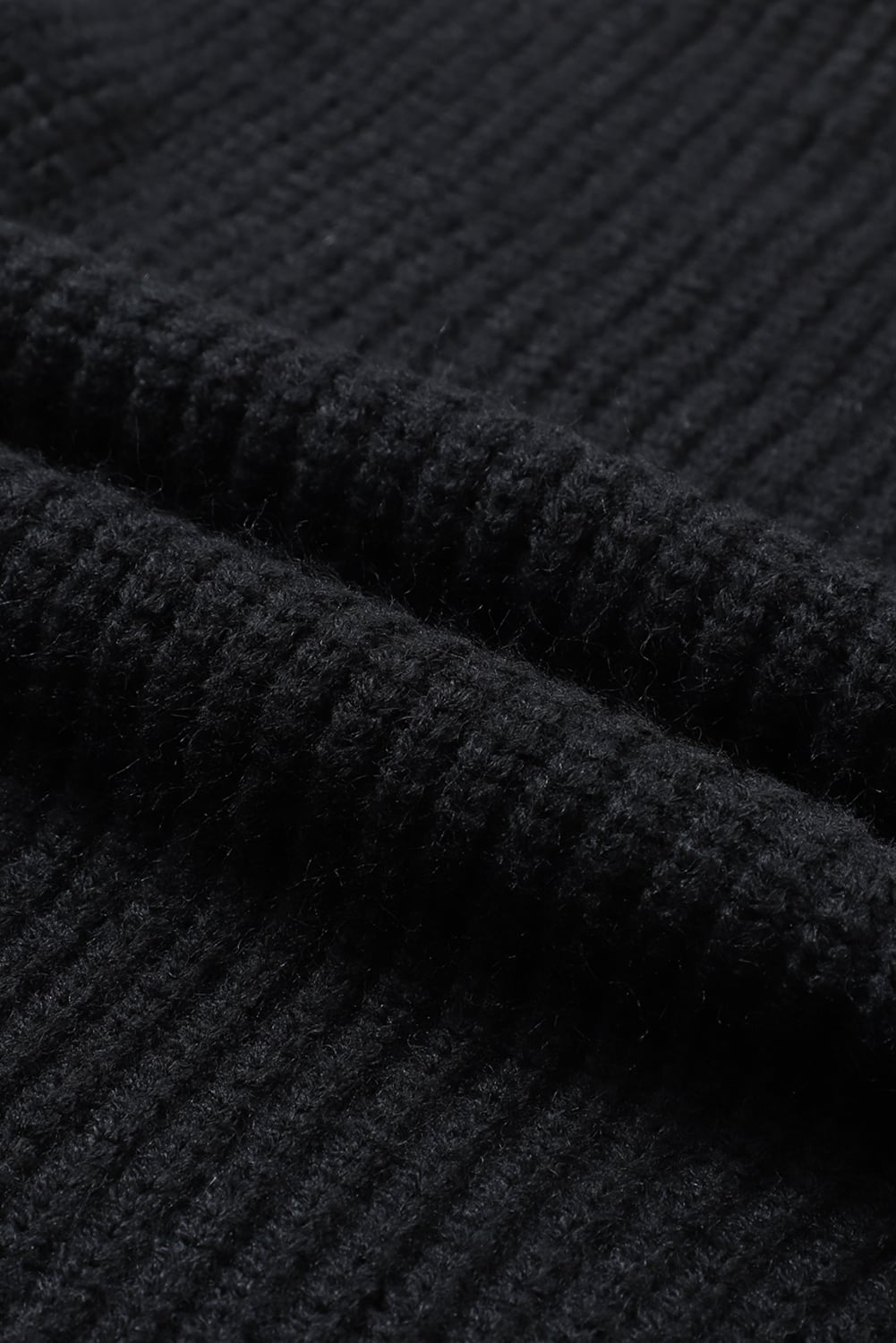 Black Oversized Fold Over Sleeve Open Front Cardigan