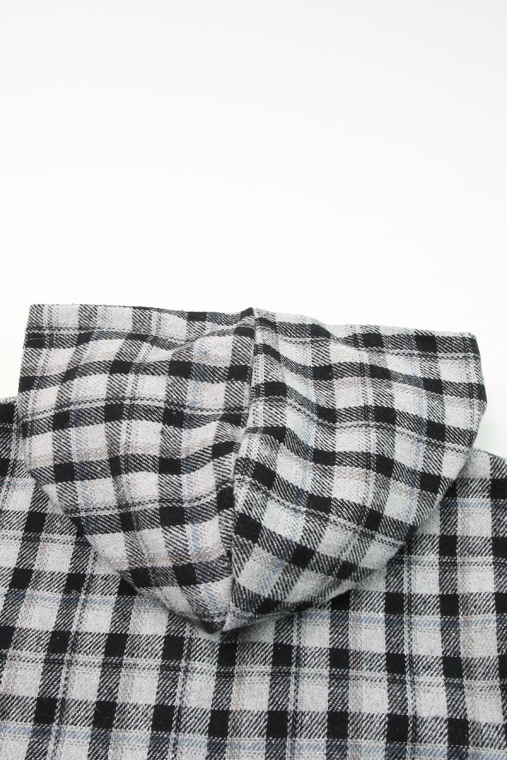 Black Plaid Pattern Sherpa Lined Hooded Shacket
