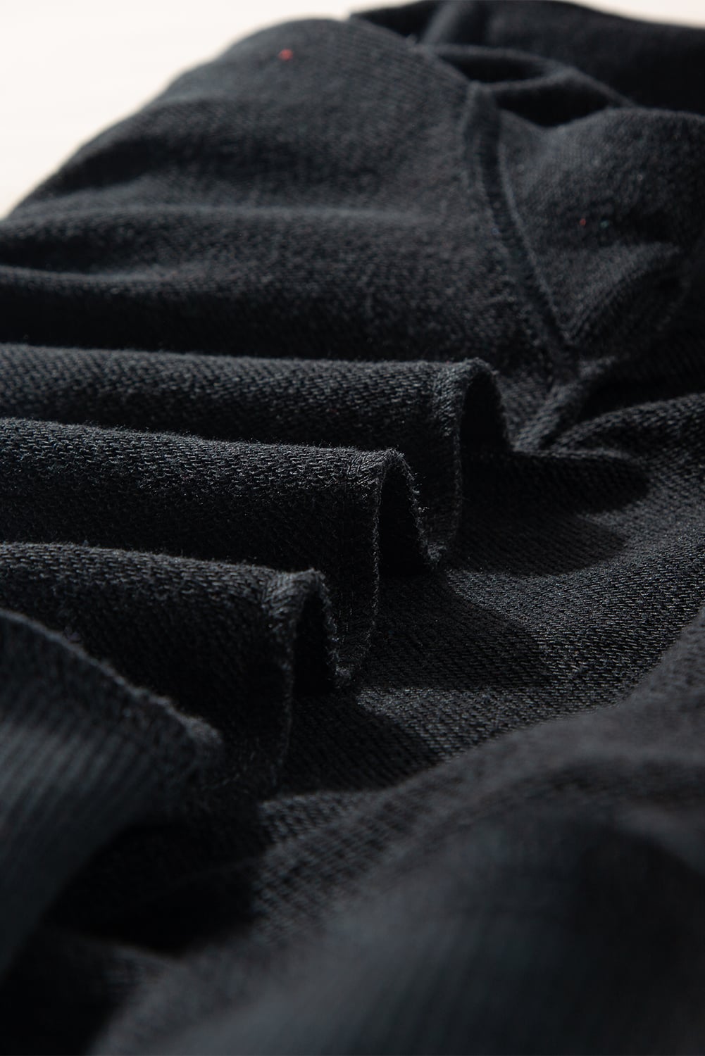 Black Plain Drop Shoulder Crewneck Pullover Sweatshirt