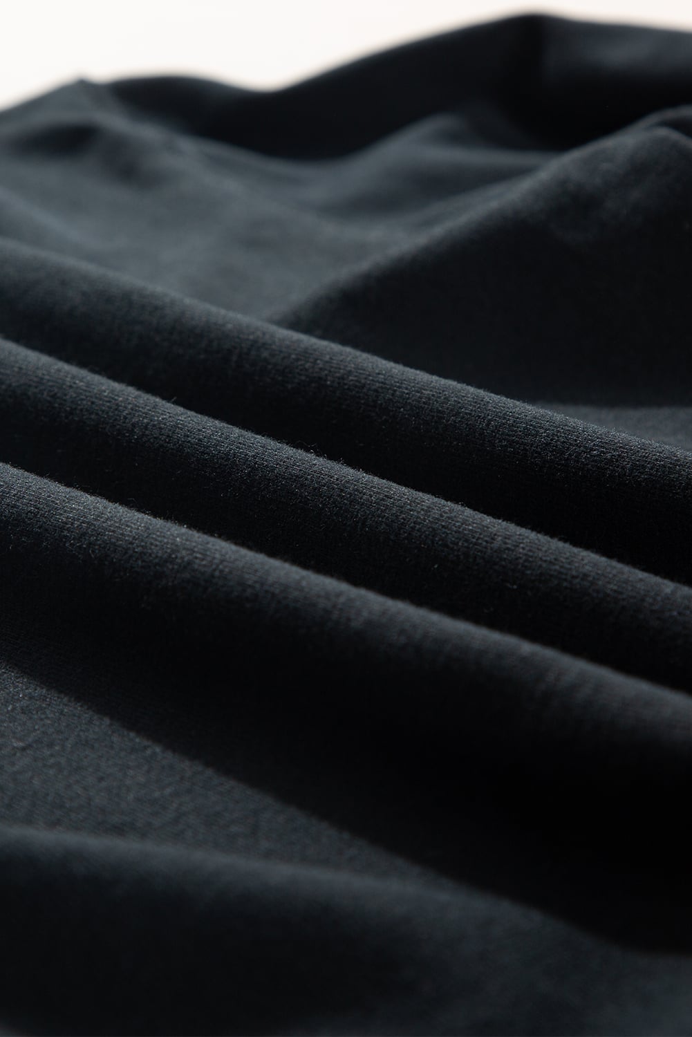 Black Plain Drop Shoulder Crewneck Pullover Sweatshirt
