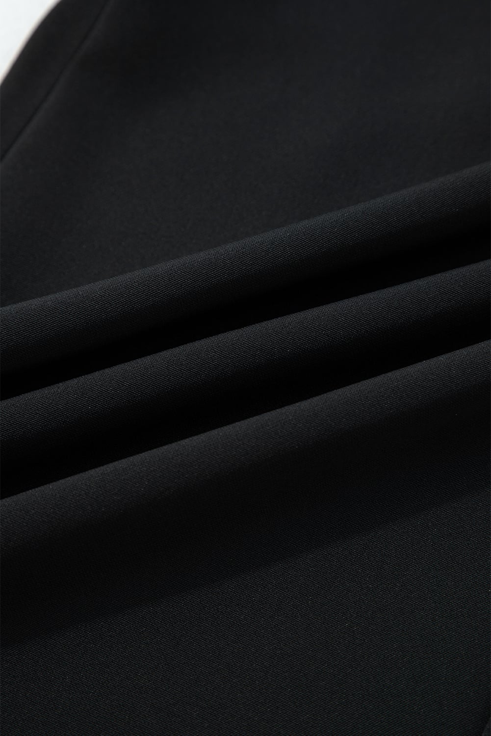 Black Pleated Detail Pull On High Elastic Waist Loose Straight Pants