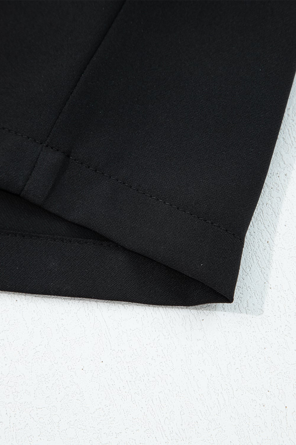 Black Pleated Detail Pull On High Elastic Waist Loose Straight Pants
