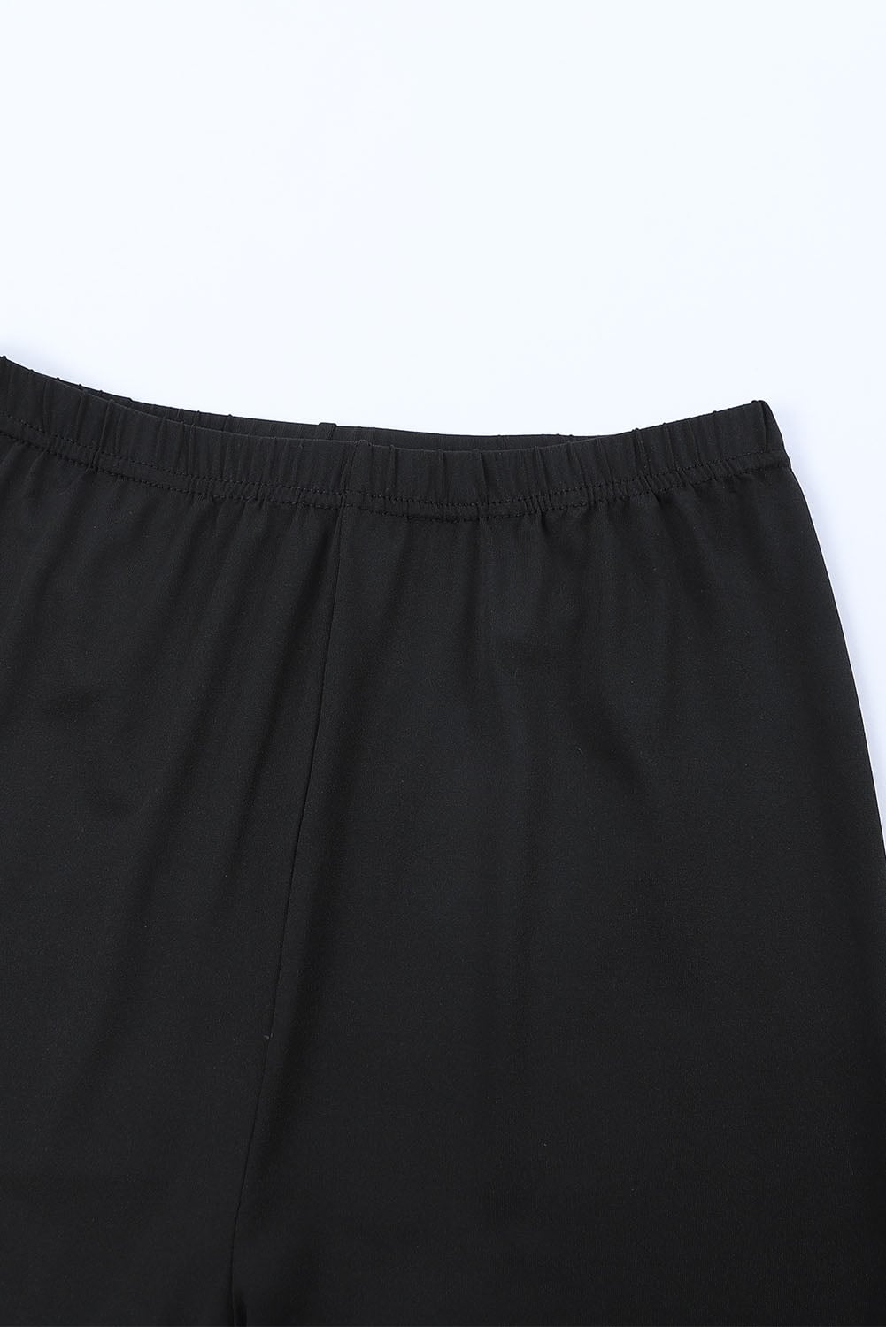 Black Solid Color High Waist Ripped Leggings
