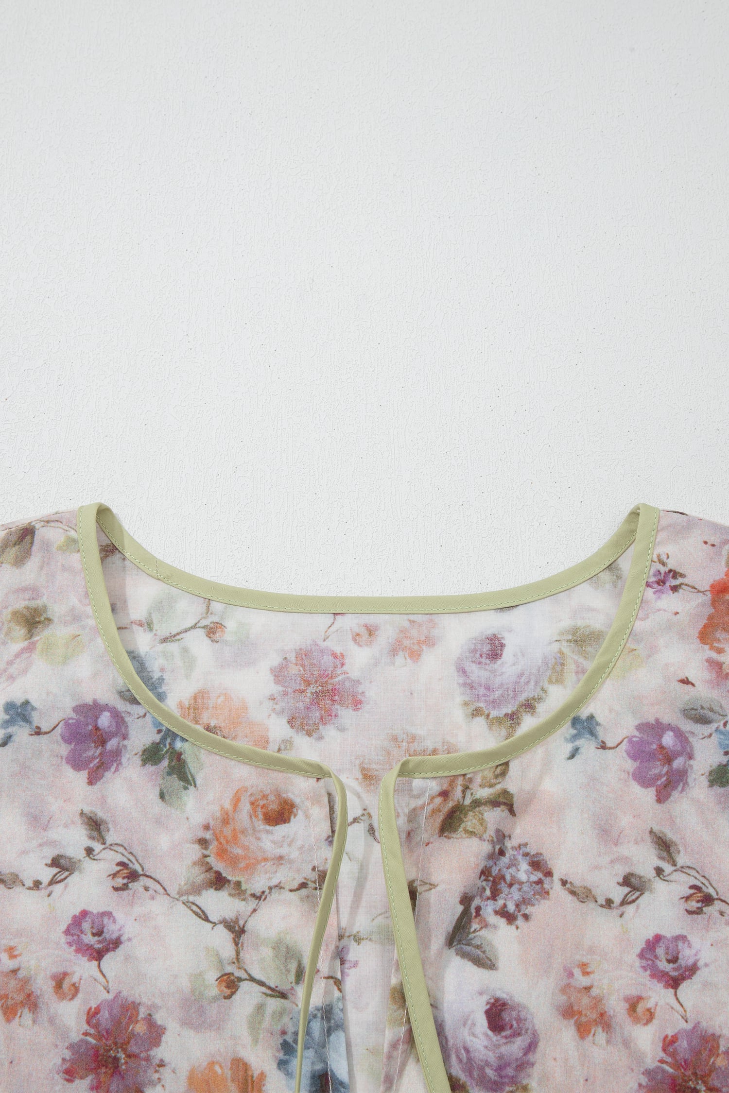 Black Plus Size Floral Print Contrast Trim Striped Detail Babydoll Blouse