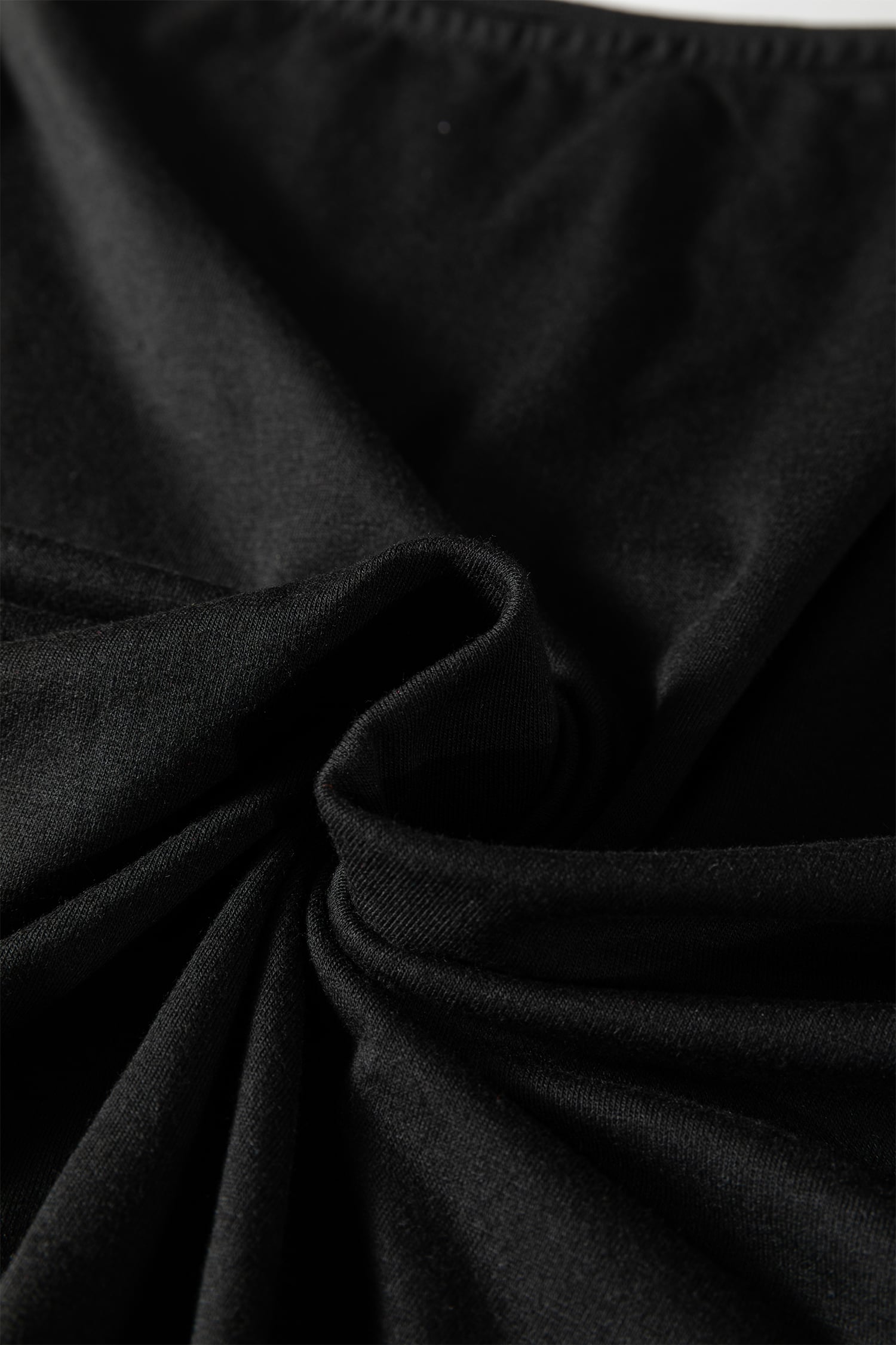 Black Plus Size Solid Color Asymmetric Neck Short Sleeve Blouse