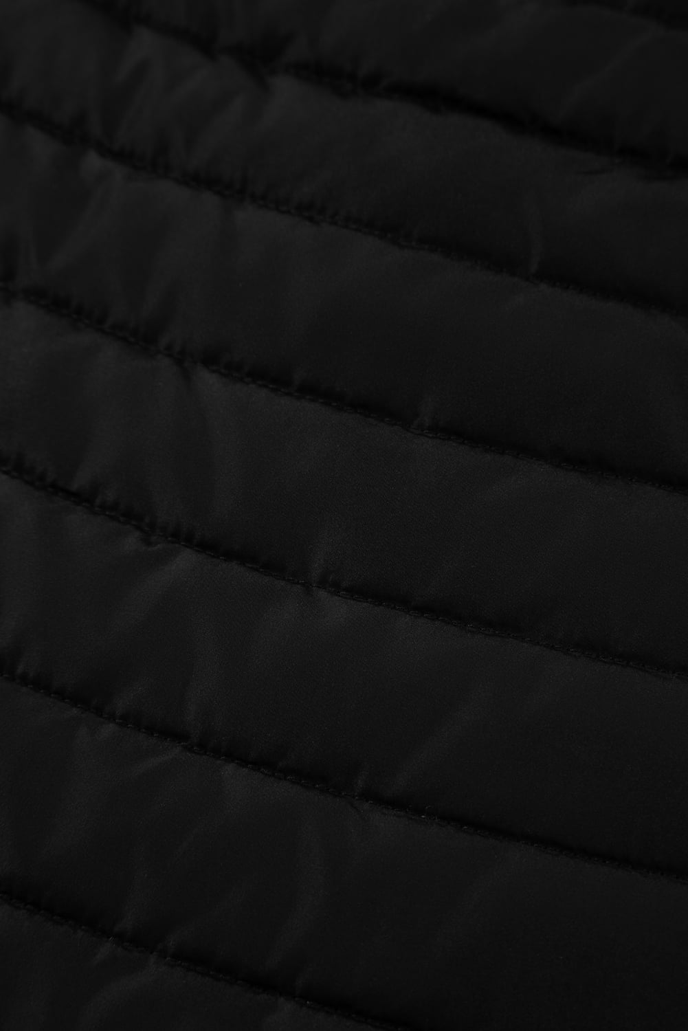 Black Plush Collared Quilted Zipped Puffer Vest