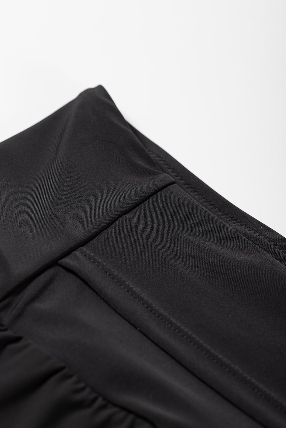 Black Pocketed Wide Waistband Swim Shorts