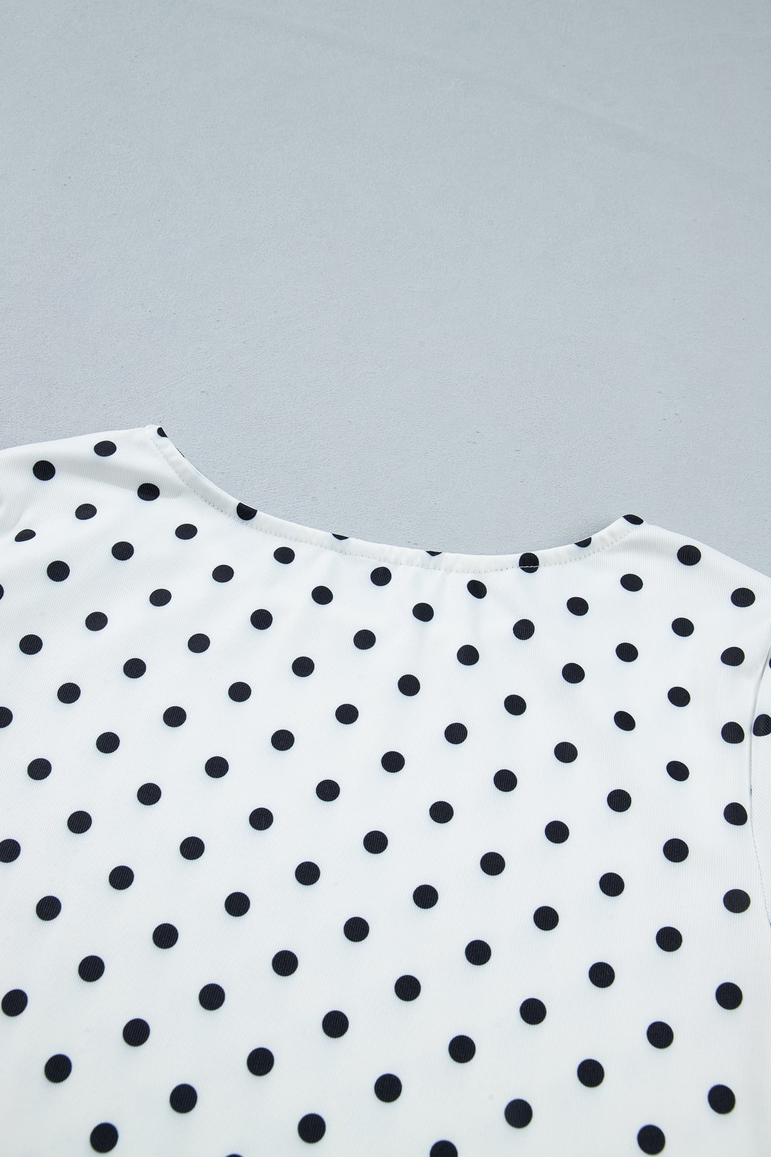 Black Polka Dot Print Lettuce Trim Long Sleeve Top