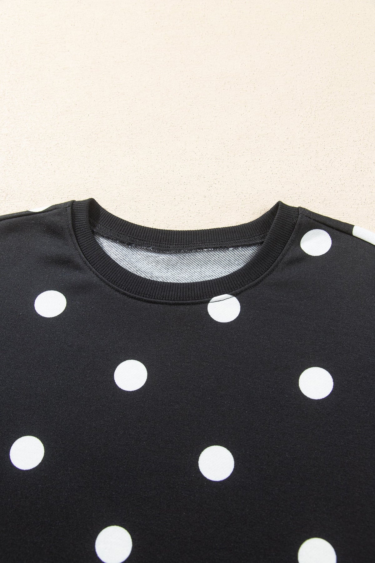 Black Polka Dot Raw Hem Relaxed Pullover Loose Skort Two Piece Set